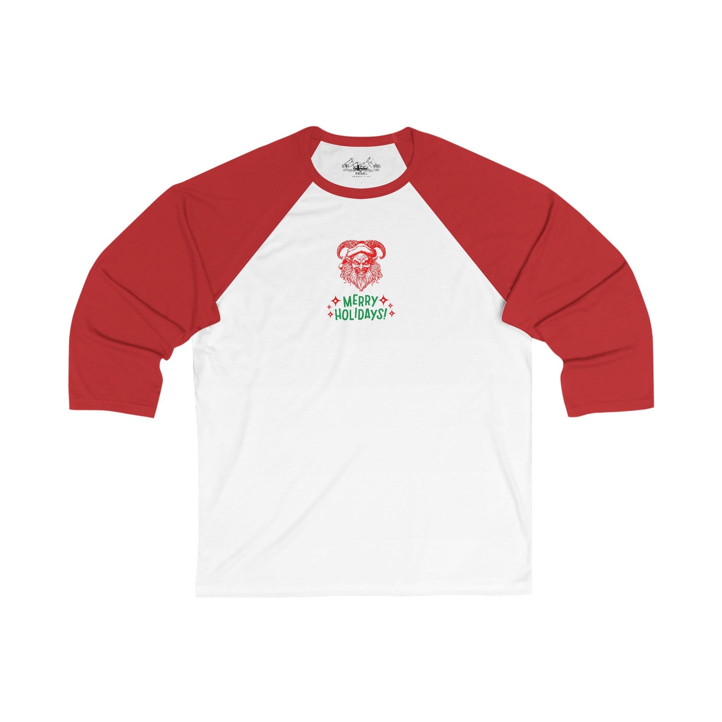 Smiling Krampus "Merry Holidays" Lightweight Raglan Baseball Tee