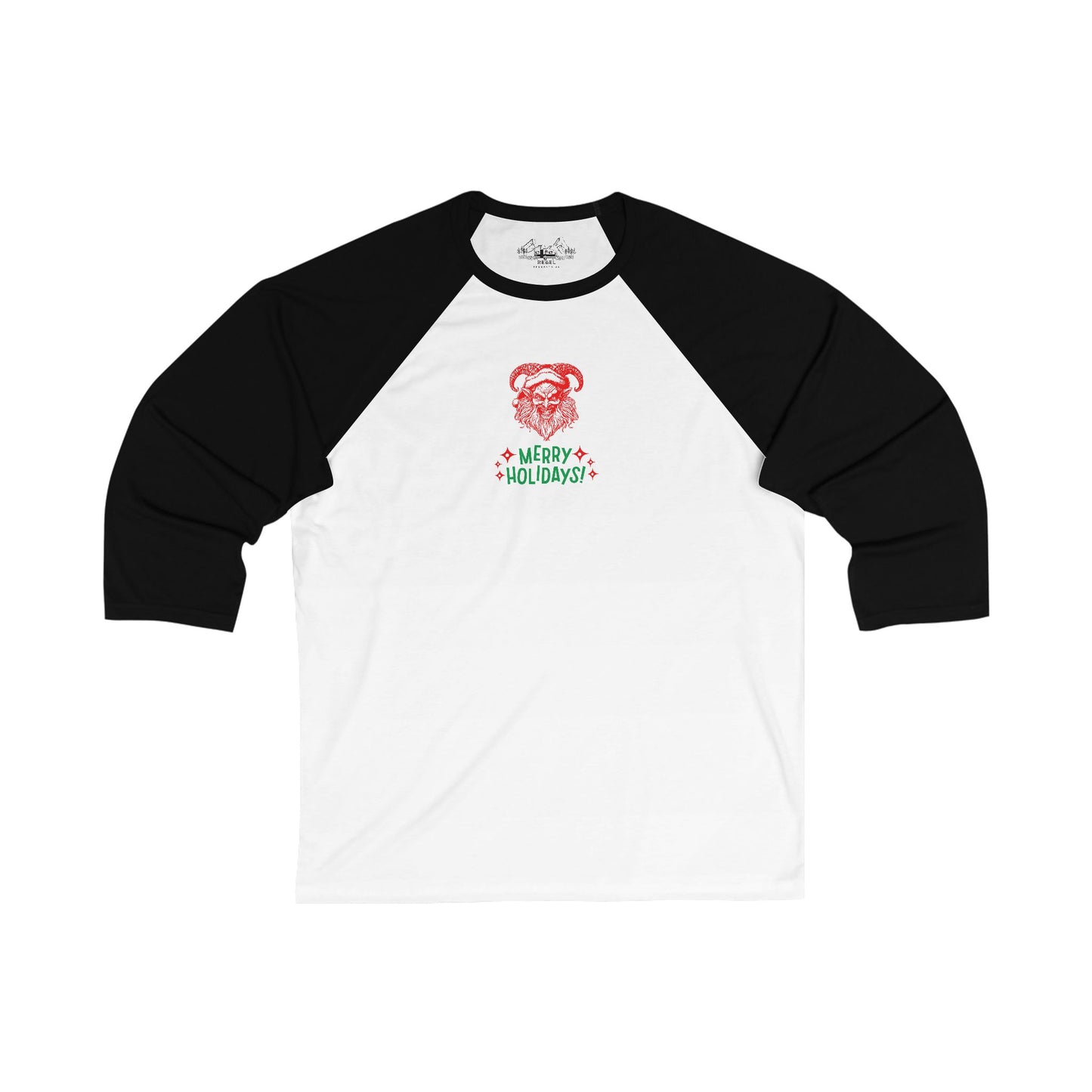 Smiling Krampus "Merry Holidays" Lightweight Raglan Baseball Tee