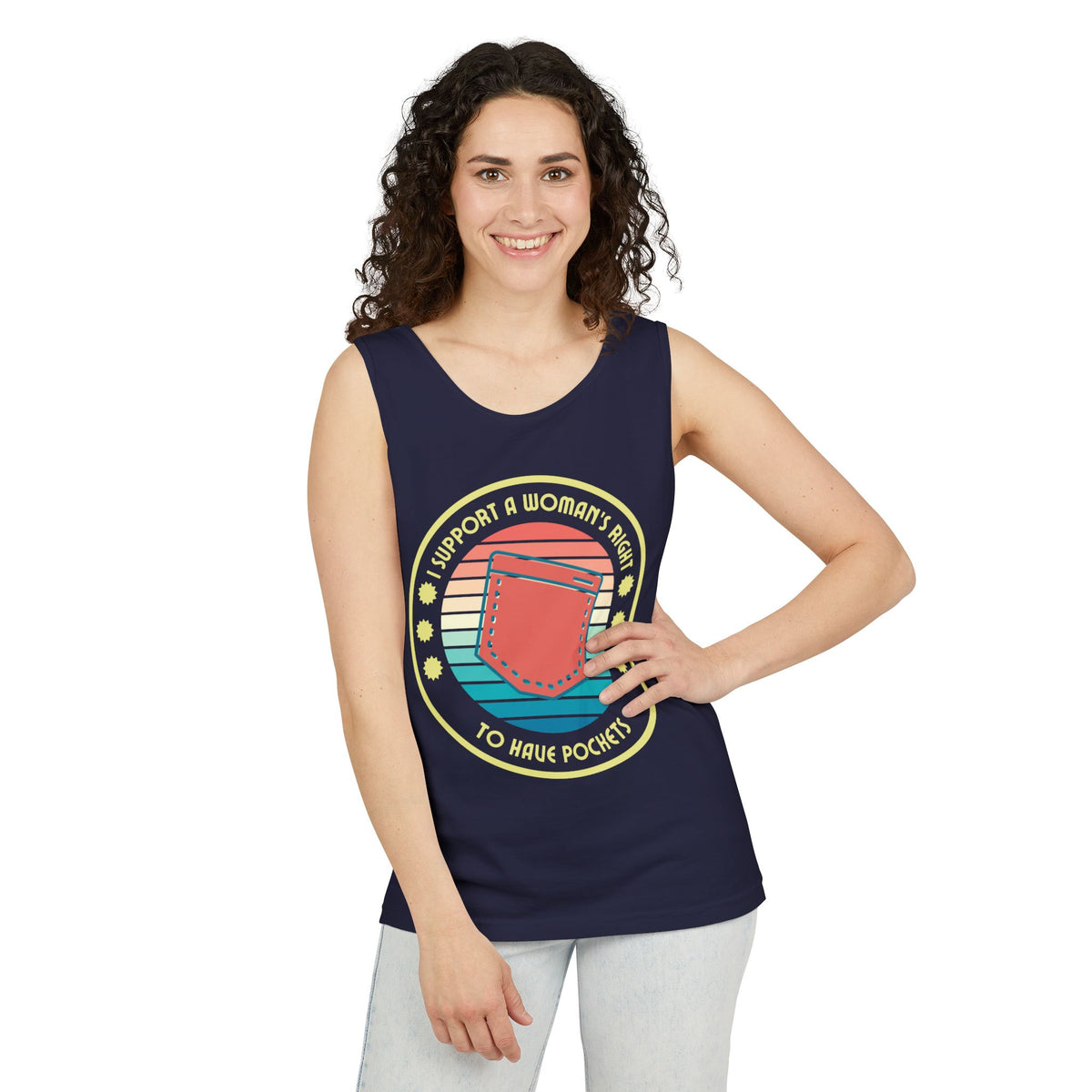 I Support a Woman’s Right to Have Pockets – Unisex Jersey Tank