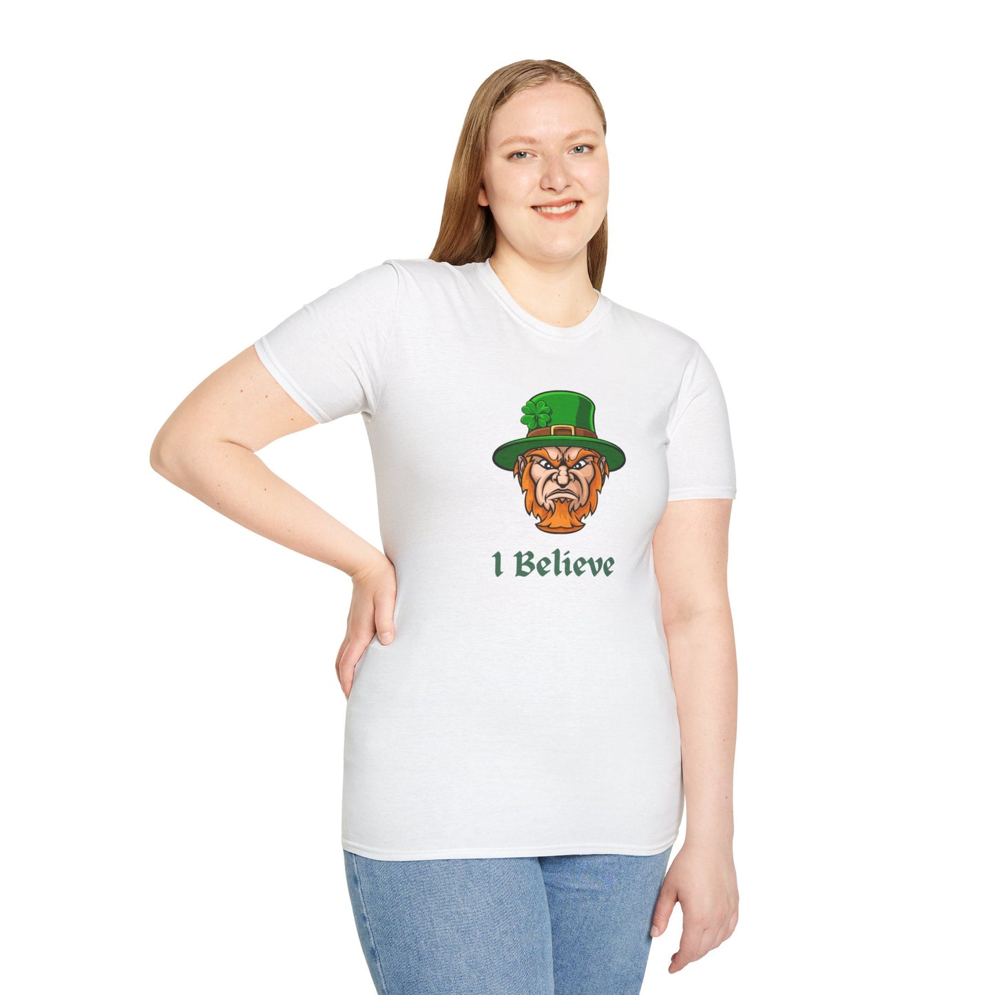 "I Believe" Angry Leprechaun Graphic Tee – Playful Celtic Spirit