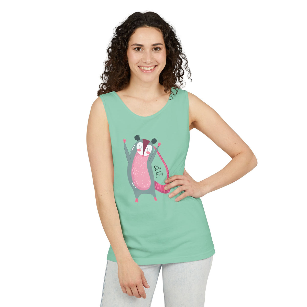 Stay Feral – Happy Possum Unisex Jersey Tank