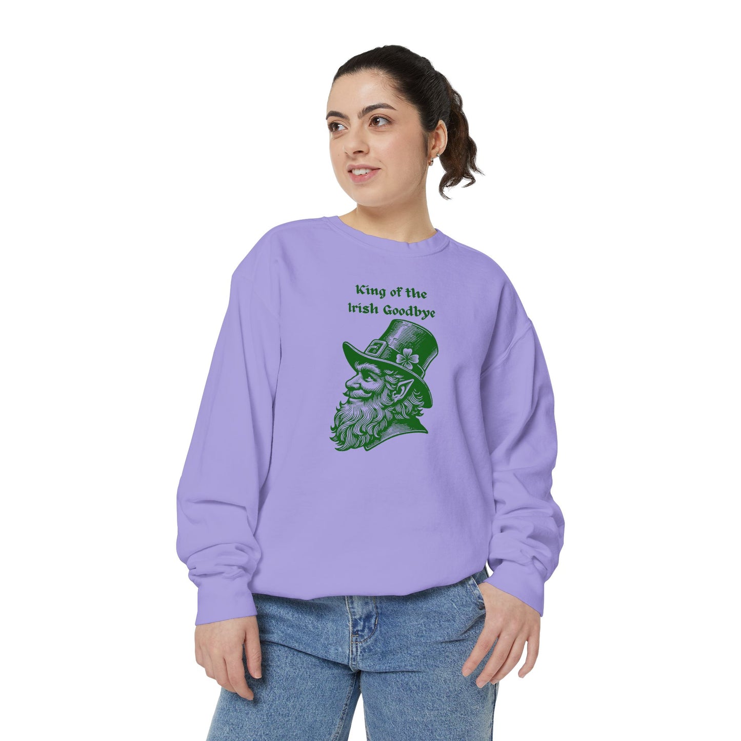 "King of the Irish Goodbye" Relaxed Fit Sweatshirt – Vintage Green Graphic