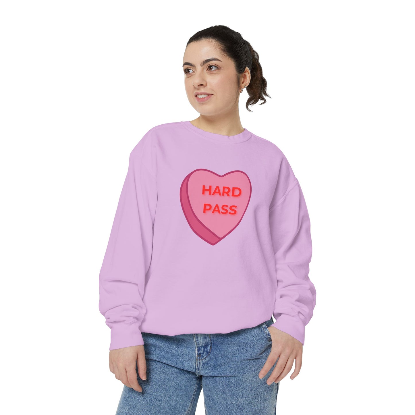 Hard Pass Candy Heart Color Blast Sweatshirt