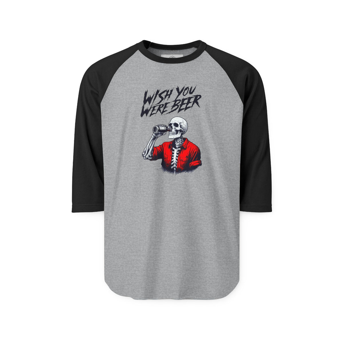 Wish You Were Beer – Skeleton 3/4 Sleeve Raglan Shirt