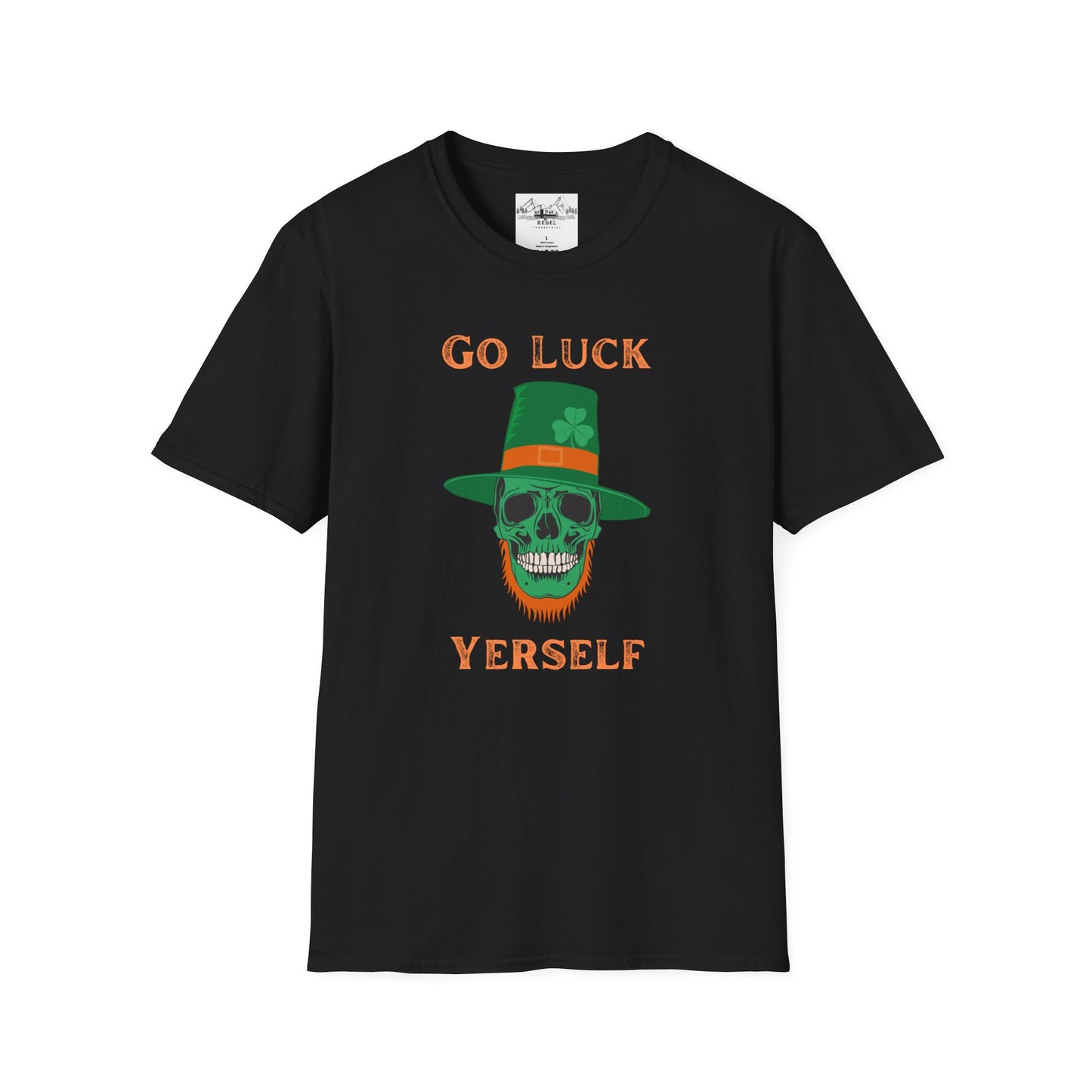 "Go Luck Yerself" Graphic Tee – Emerald Skull & Leprechaun Hat