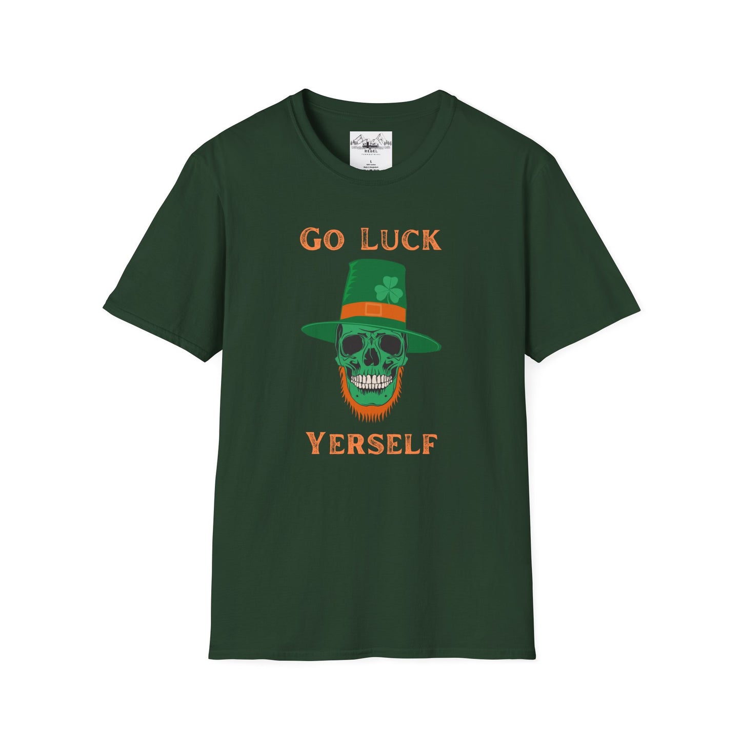 "Go Luck Yerself" Graphic Tee – Emerald Skull & Leprechaun Hat