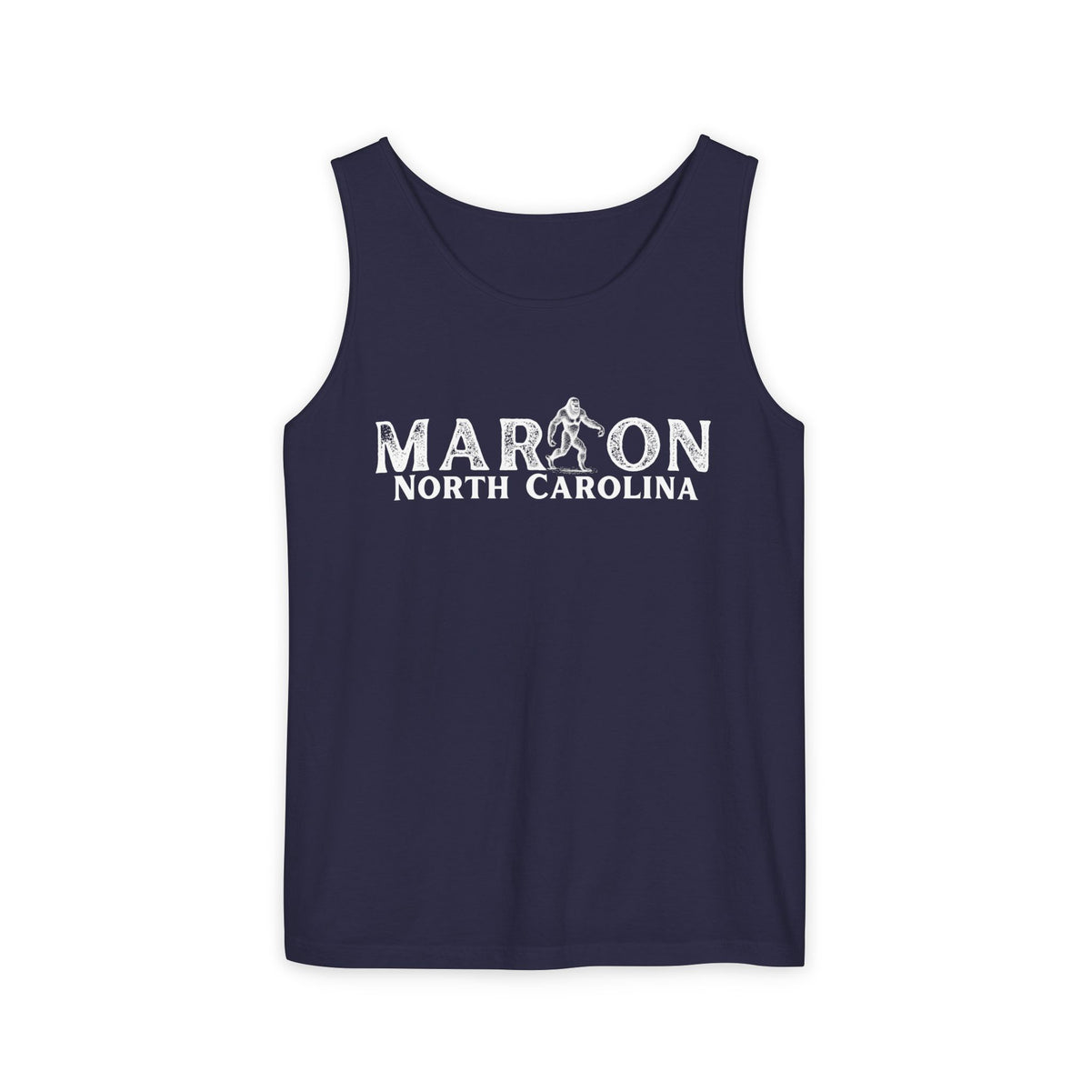 Marion, NC Bigfoot Unisex Garment-Dyed Tank Top | Sasquatch Graphic Tank