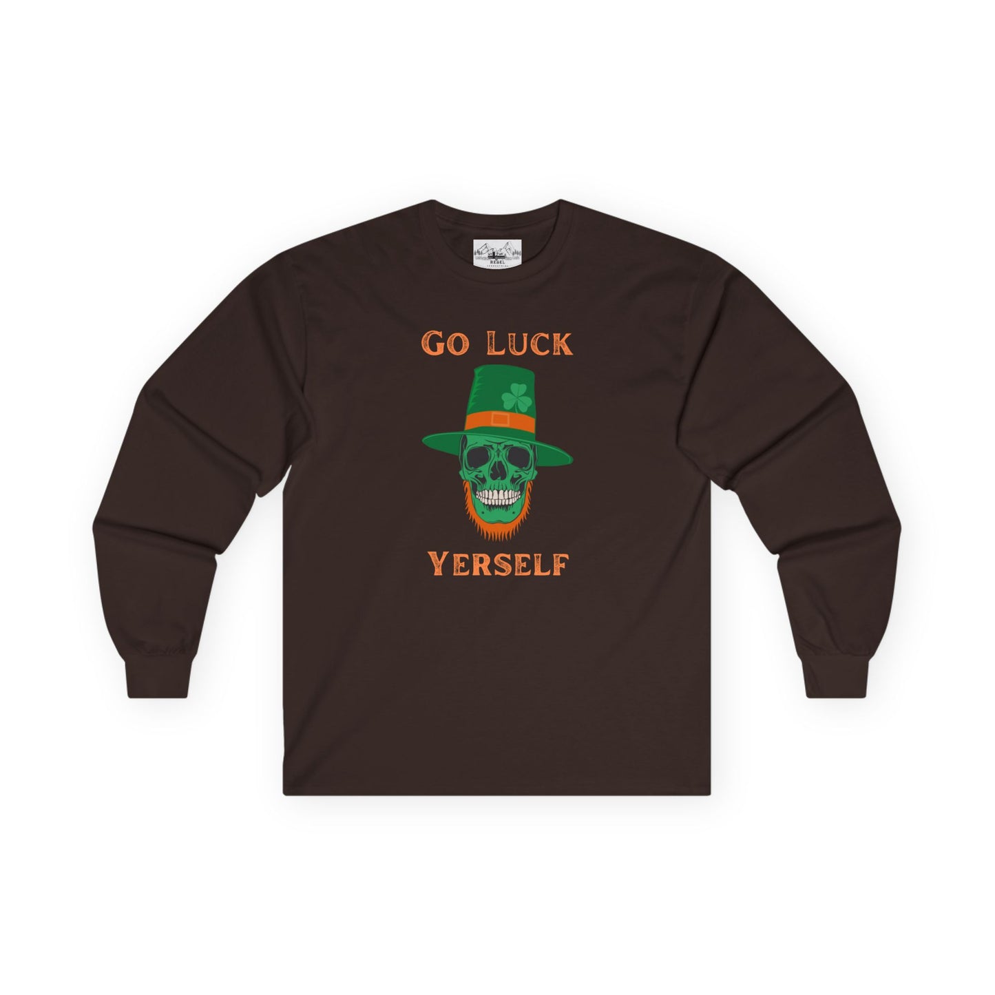 "Go Luck Yerself" Long Sleeve Tee – Emerald Skull Graphic