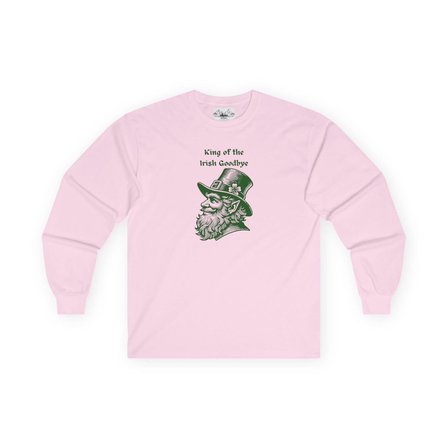 "King of the Irish Goodbye" Long Sleeve Tee – Hand-Drawn Leprechaun Graphic