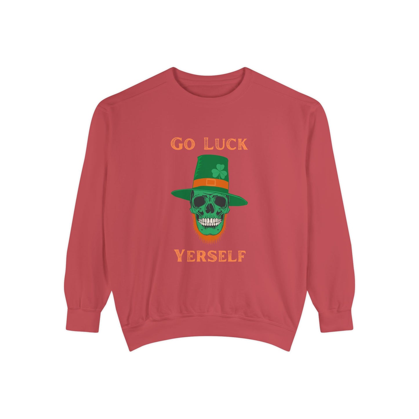 "Go Luck Yerself" Relaxed Fit Sweatshirt – Vintage Emerald Skull