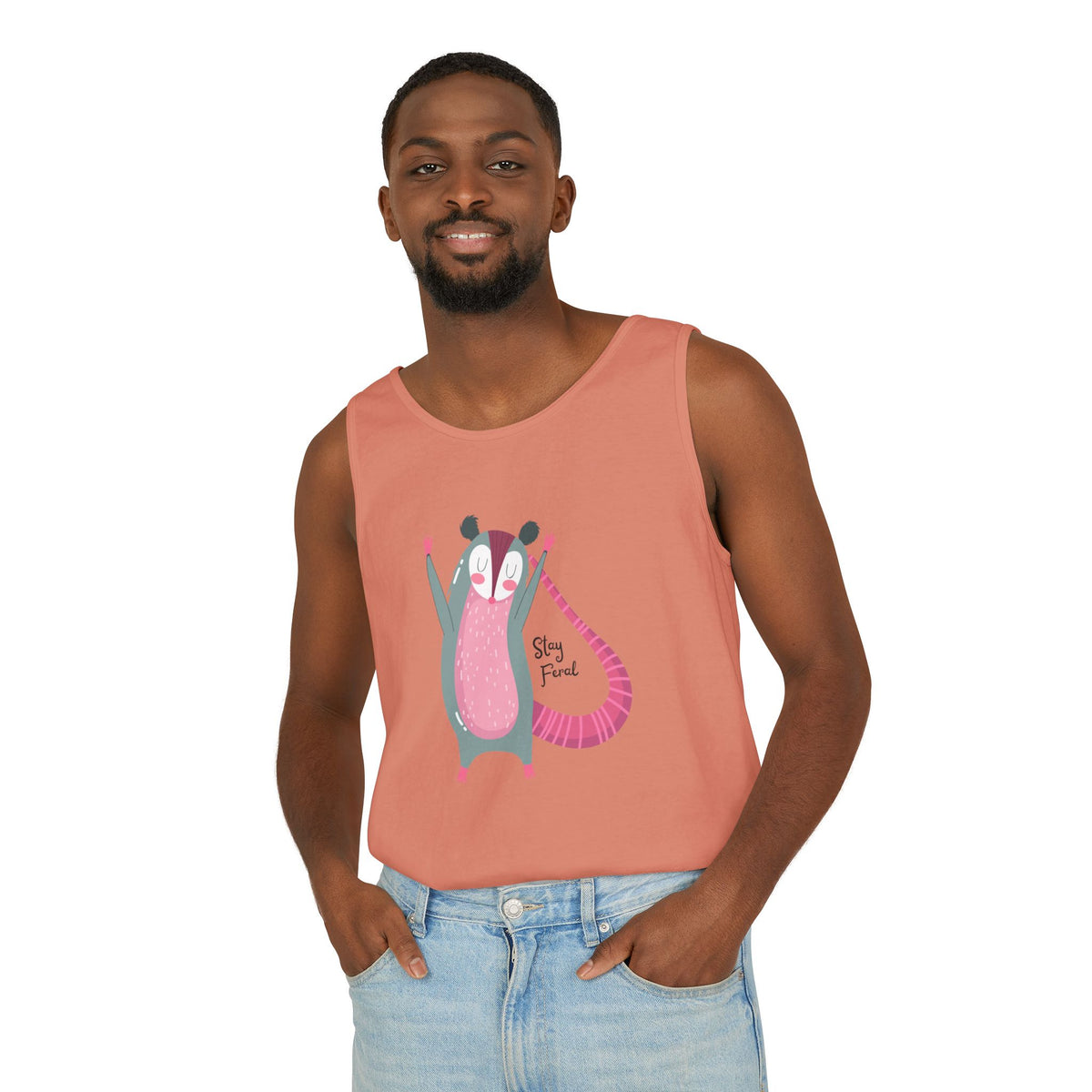 Stay Feral – Happy Possum Unisex Jersey Tank