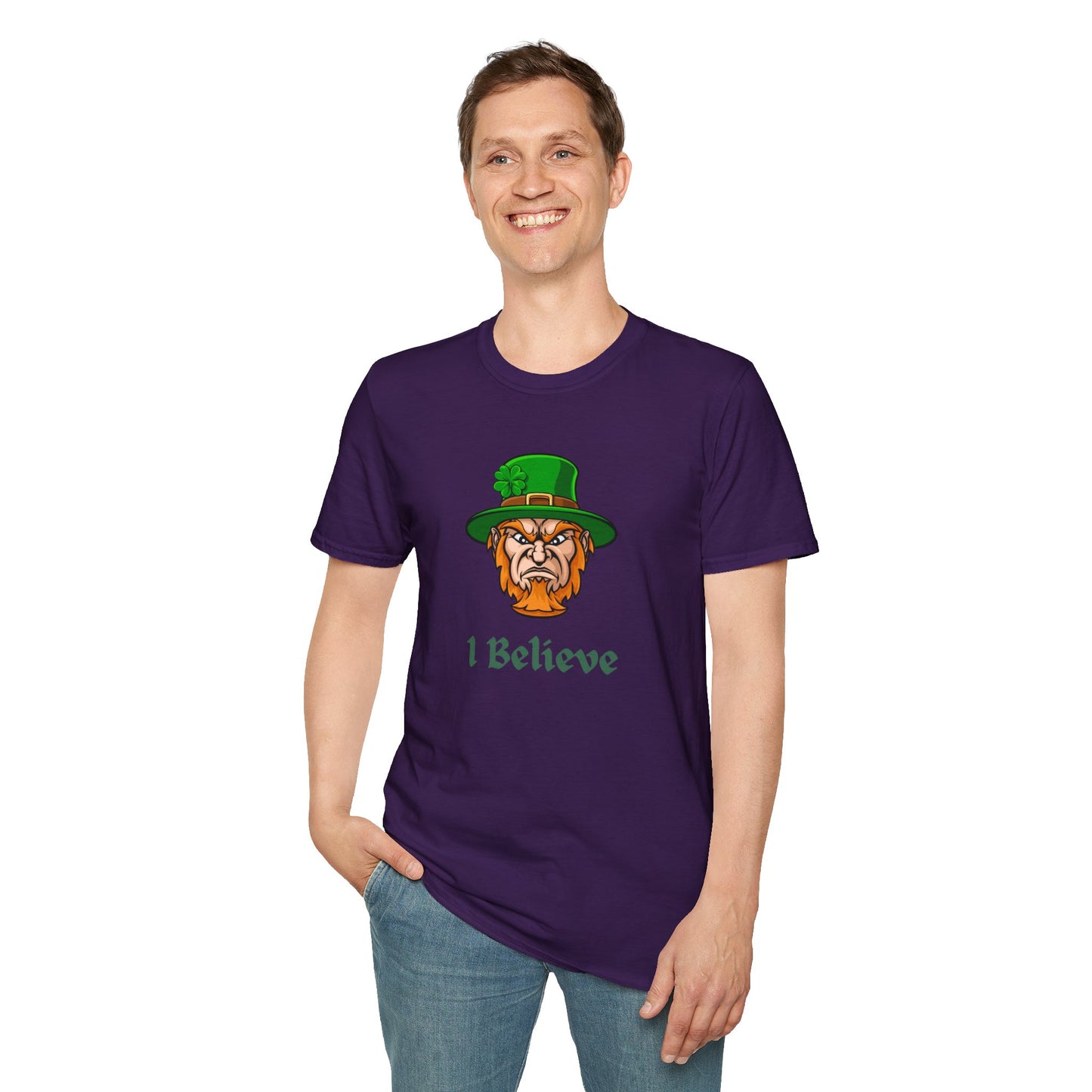 "I Believe" Angry Leprechaun Graphic Tee – Playful Celtic Spirit