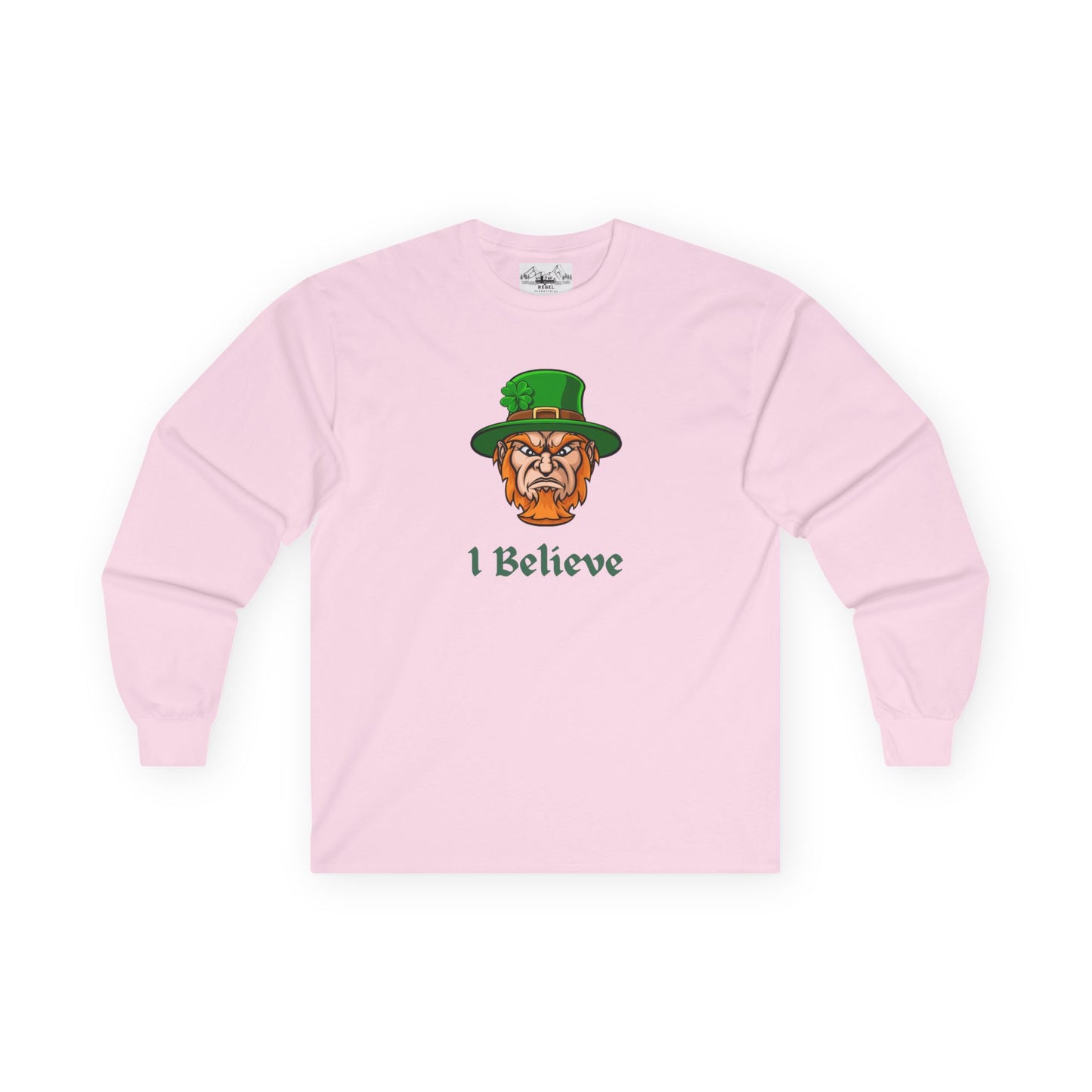 "I Believe" Long Sleeve Graphic Tee – Vintage Leprechaun Illustration