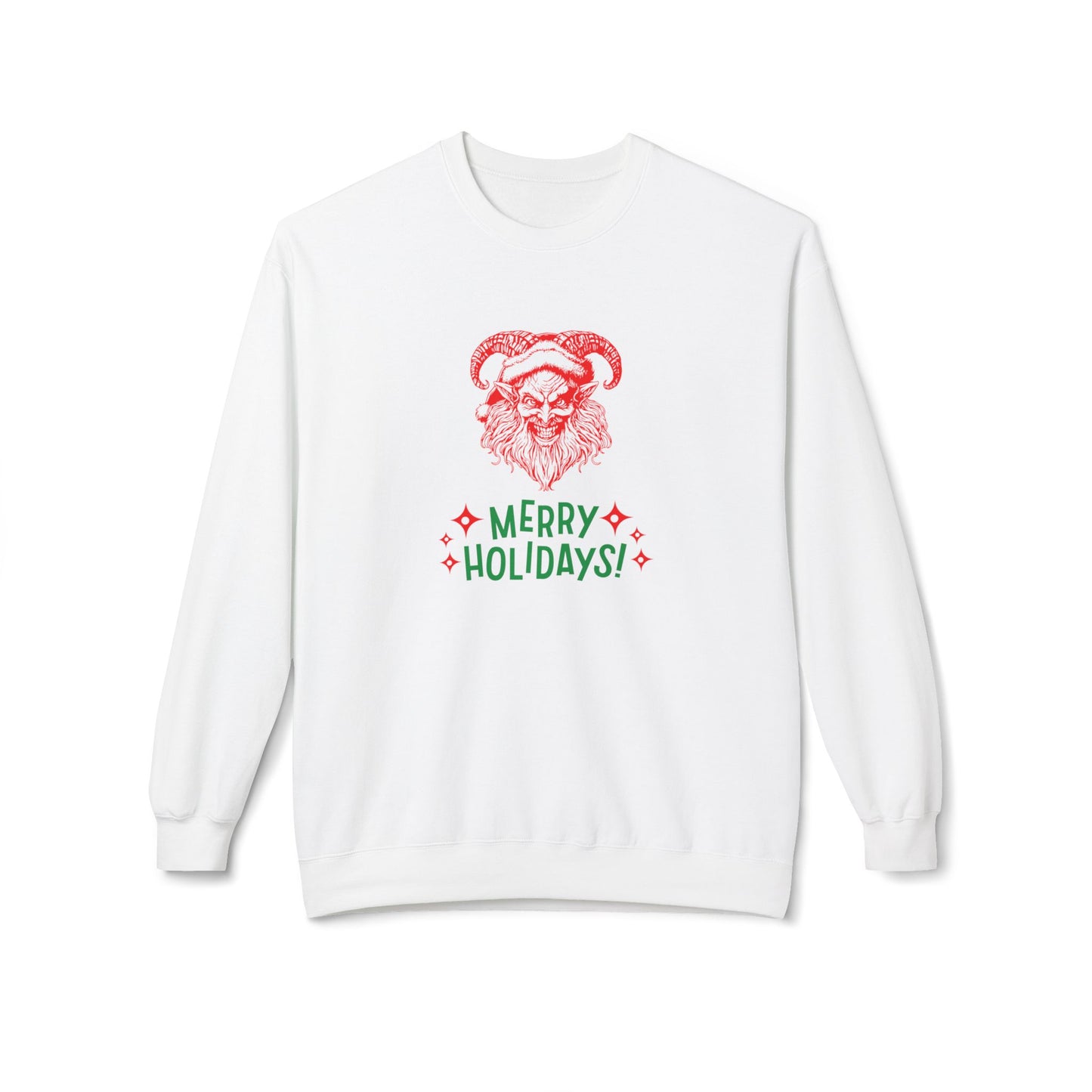 Smiling Krampus "Merry Holidays" Midweight Crewneck Sweatshirt | Cozy Fleece