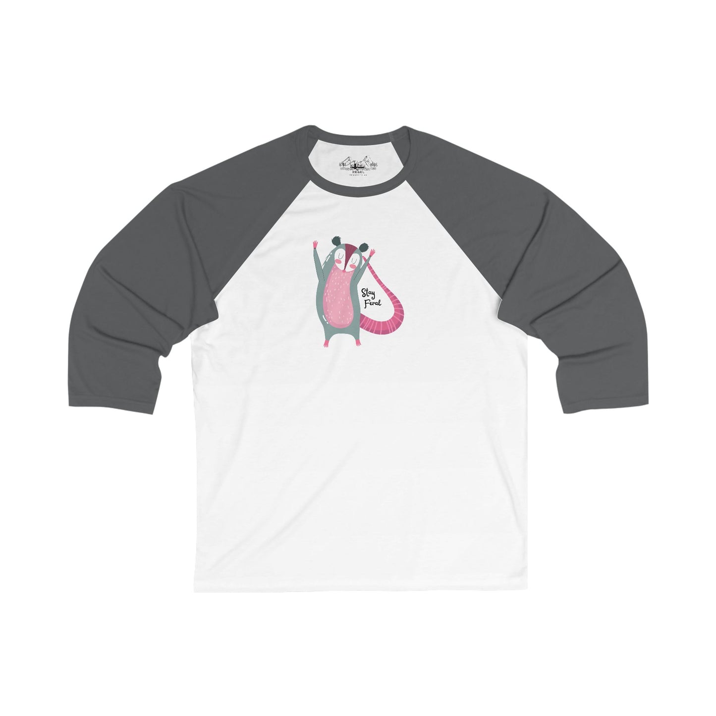 Stay Feral – Happy Possum Unisex 3/4 Sleeve Baseball Tee