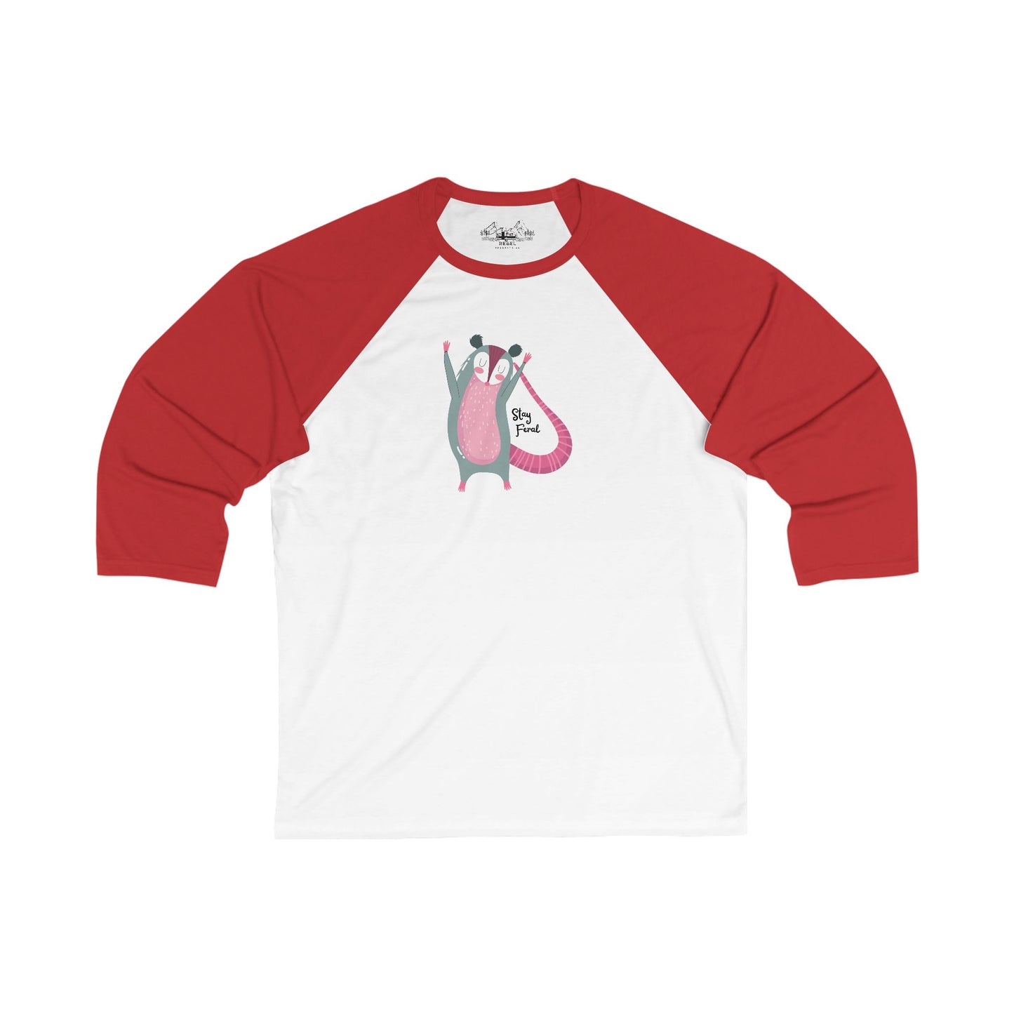 Stay Feral – Happy Possum Unisex 3/4 Sleeve Baseball Tee