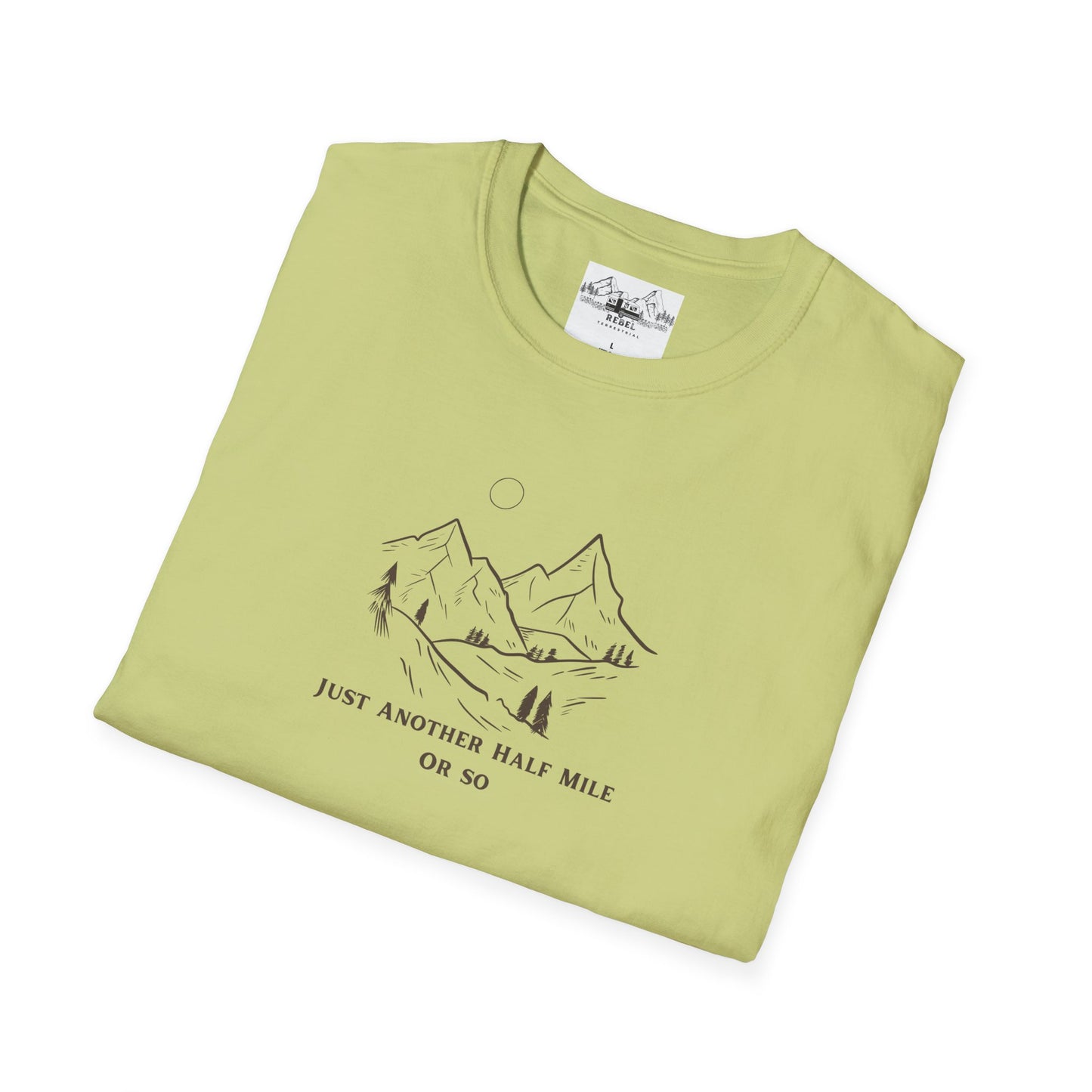 Just Another Half Mile or So | Minimalist Mountain Scene Unisex Softstyle T-Shirt