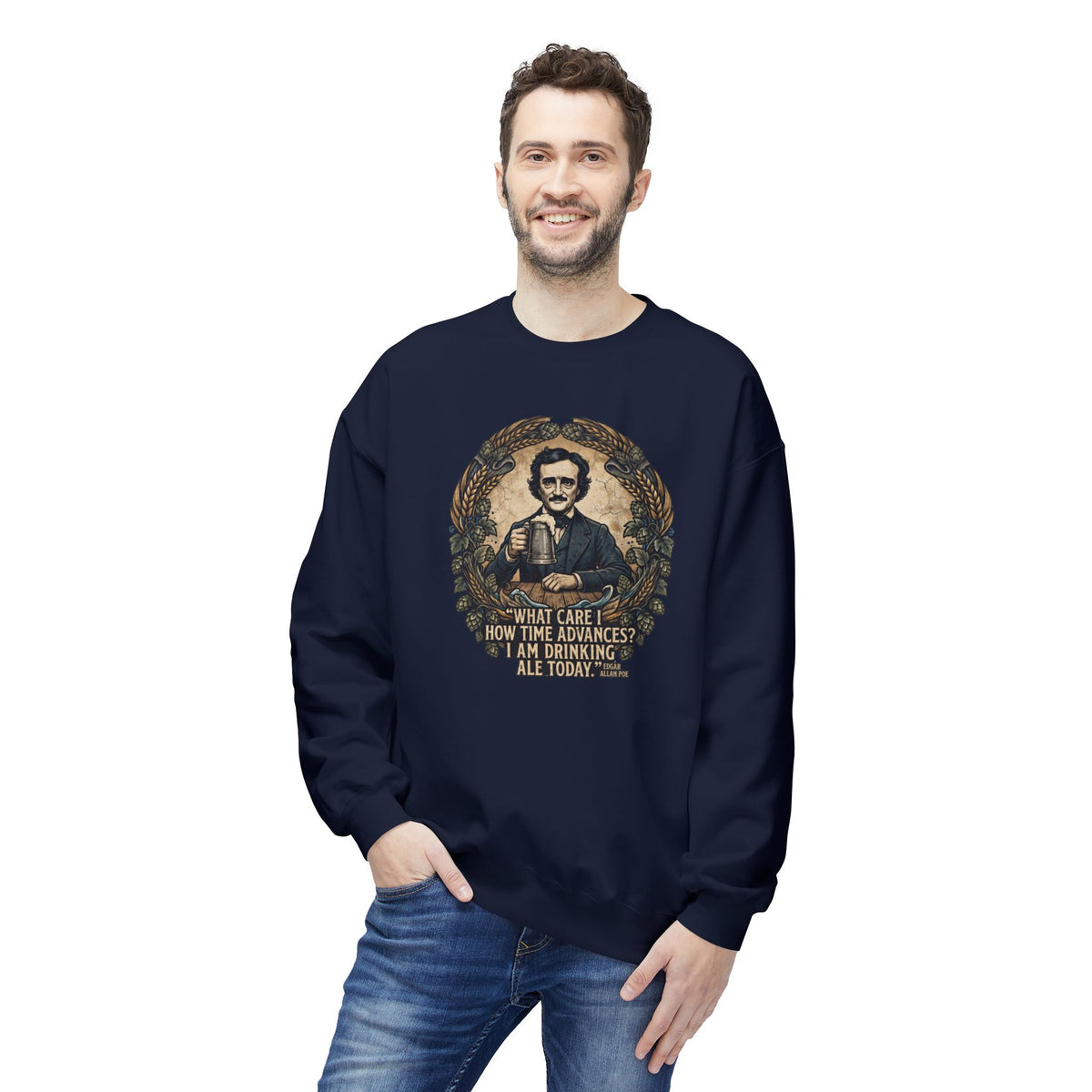 I Am Drinking Ale Today Edgar Allan Poe Crewneck Sweatshirt
