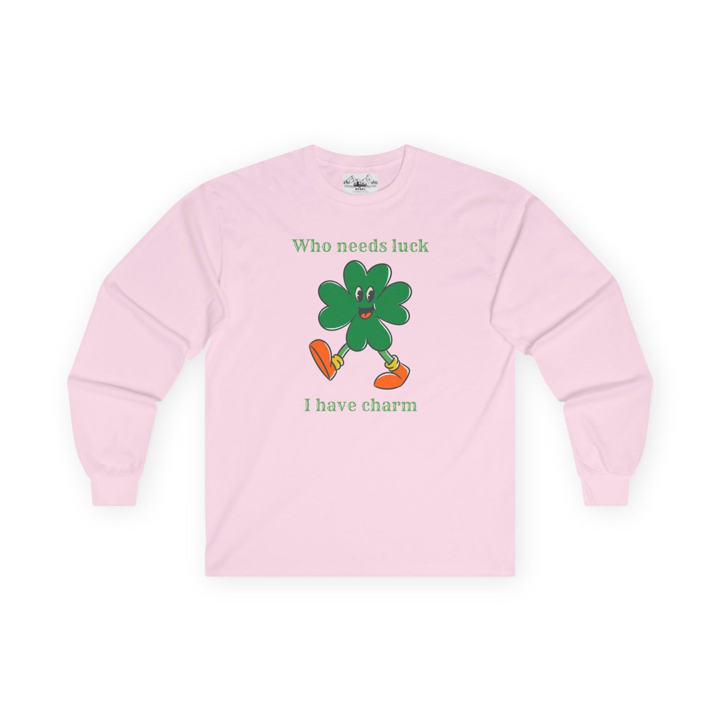 "I Have Charm" Long Sleeve Tee – Vintage Four-Leaf Character