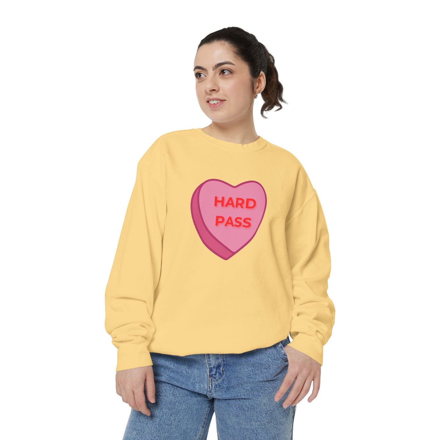 Hard Pass Candy Heart Color Blast Sweatshirt