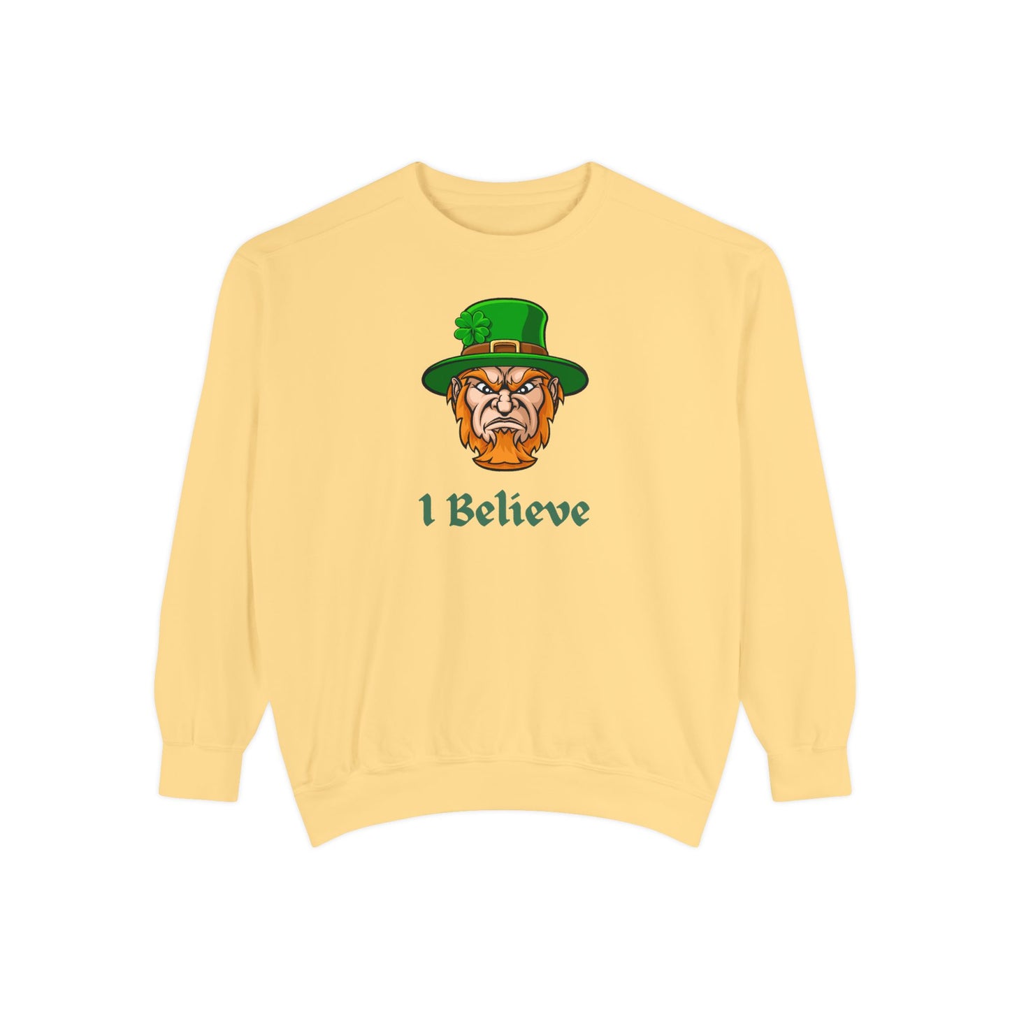 "I Believe" Relaxed Fit Sweatshirt – Bold Leprechaun Graphic