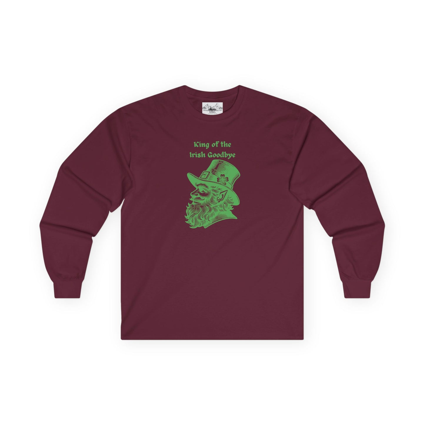 "King of the Irish Goodbye" Long Sleeve Tee – Hand-Drawn Leprechaun Graphic