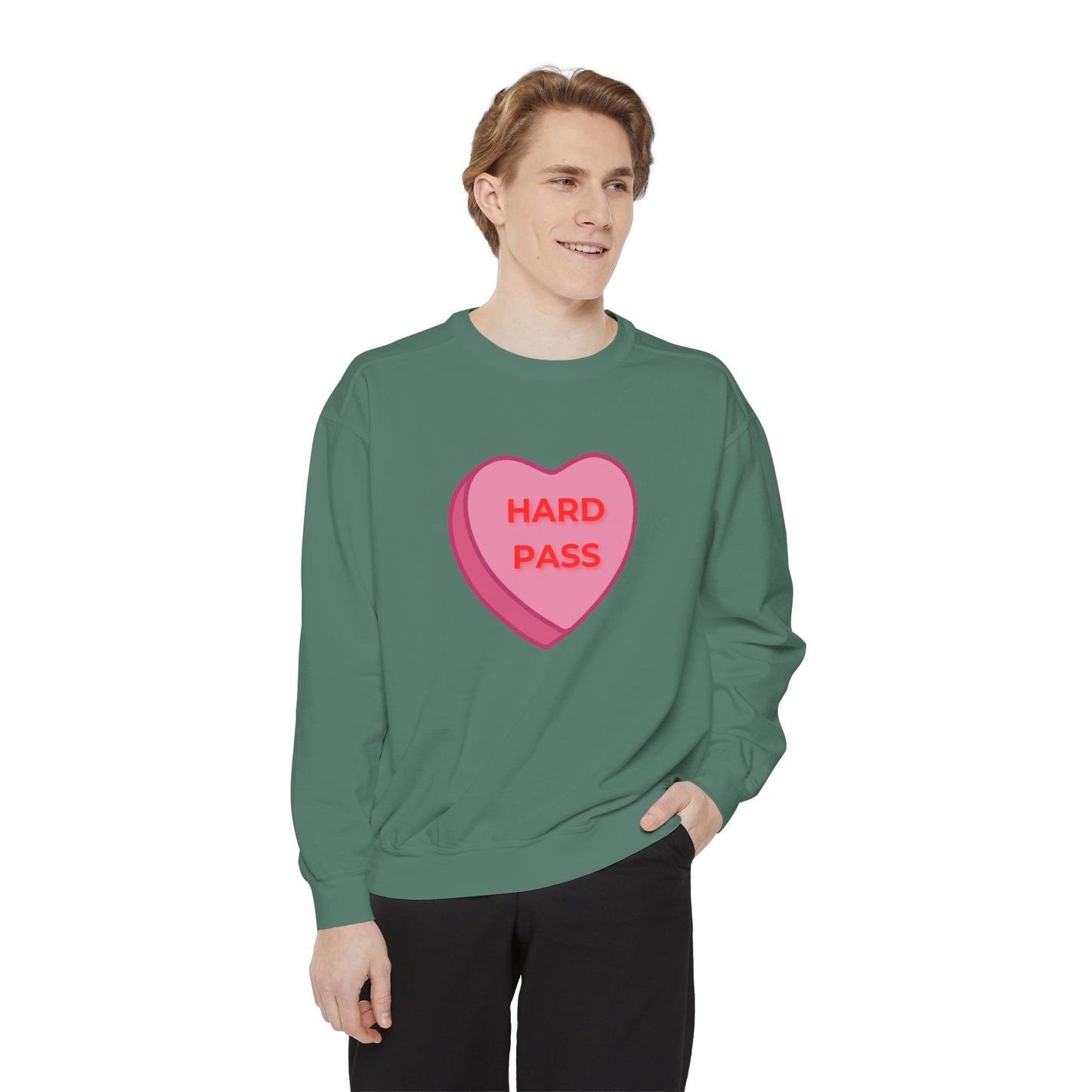 Hard Pass Candy Heart Color Blast Sweatshirt