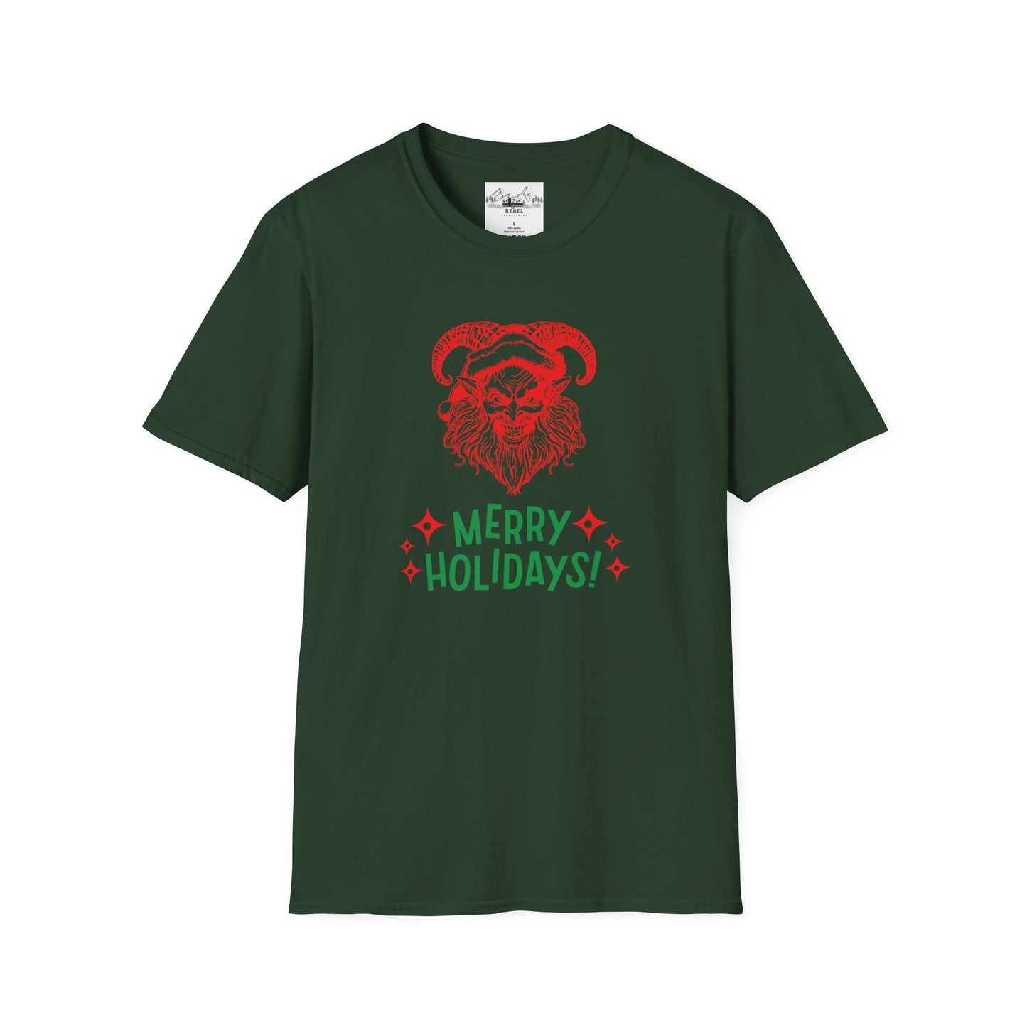 Smiling Krampus "Merry Holidays" Unisex T-Shirt | Ultra-Soft Cotton
