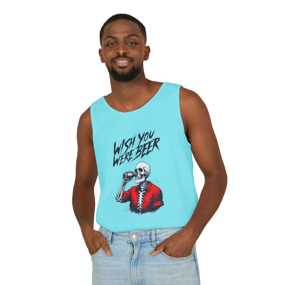 Wish You Were Beer – Funny Skeleton Tank Top