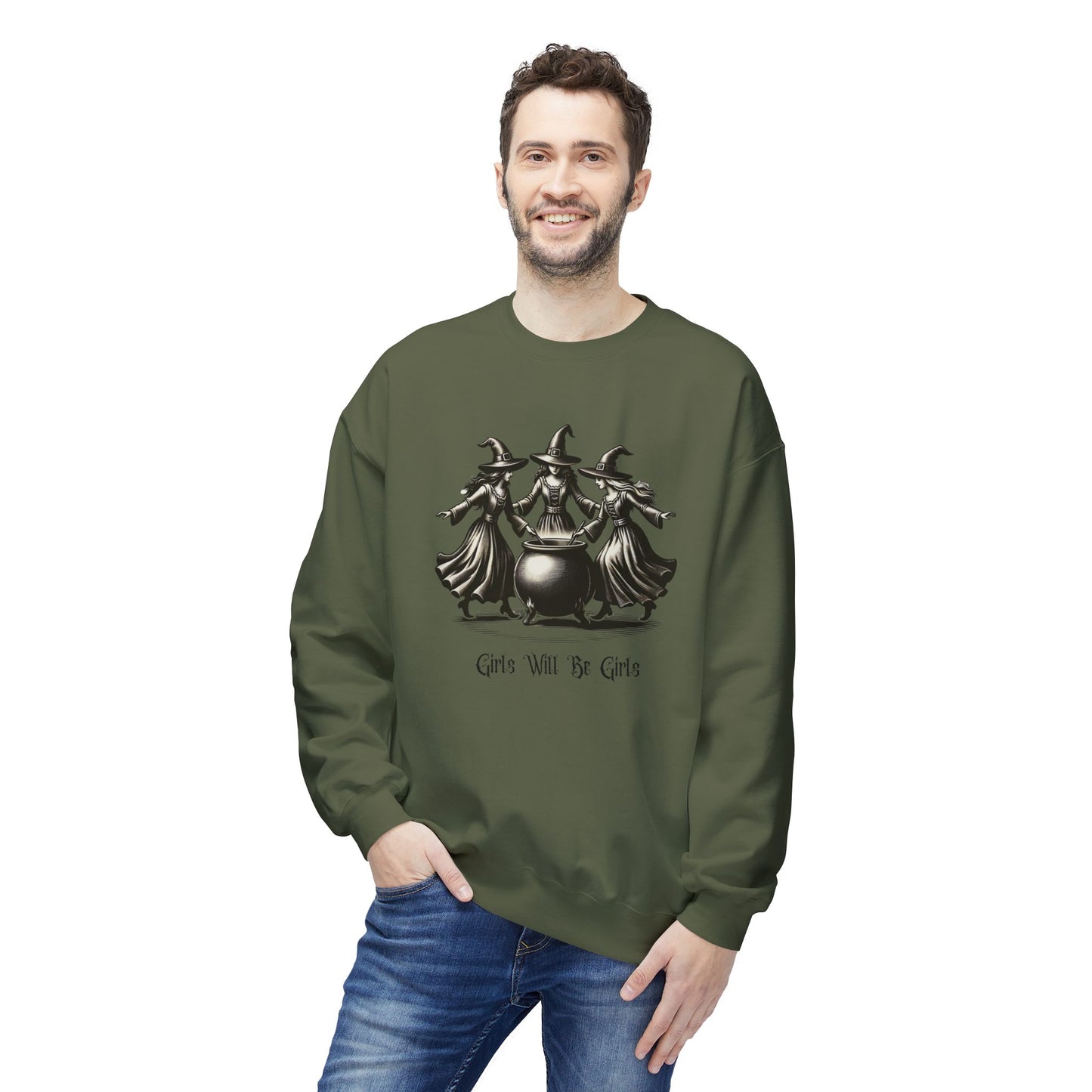"Girls Will Be Girls" Witches Unisex Crewneck Sweatshirt