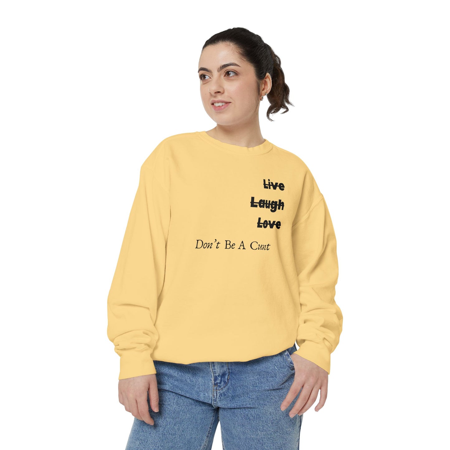 "Live / Laugh / Love" Relaxed Fit Sweatshirt – Subversive Graphic