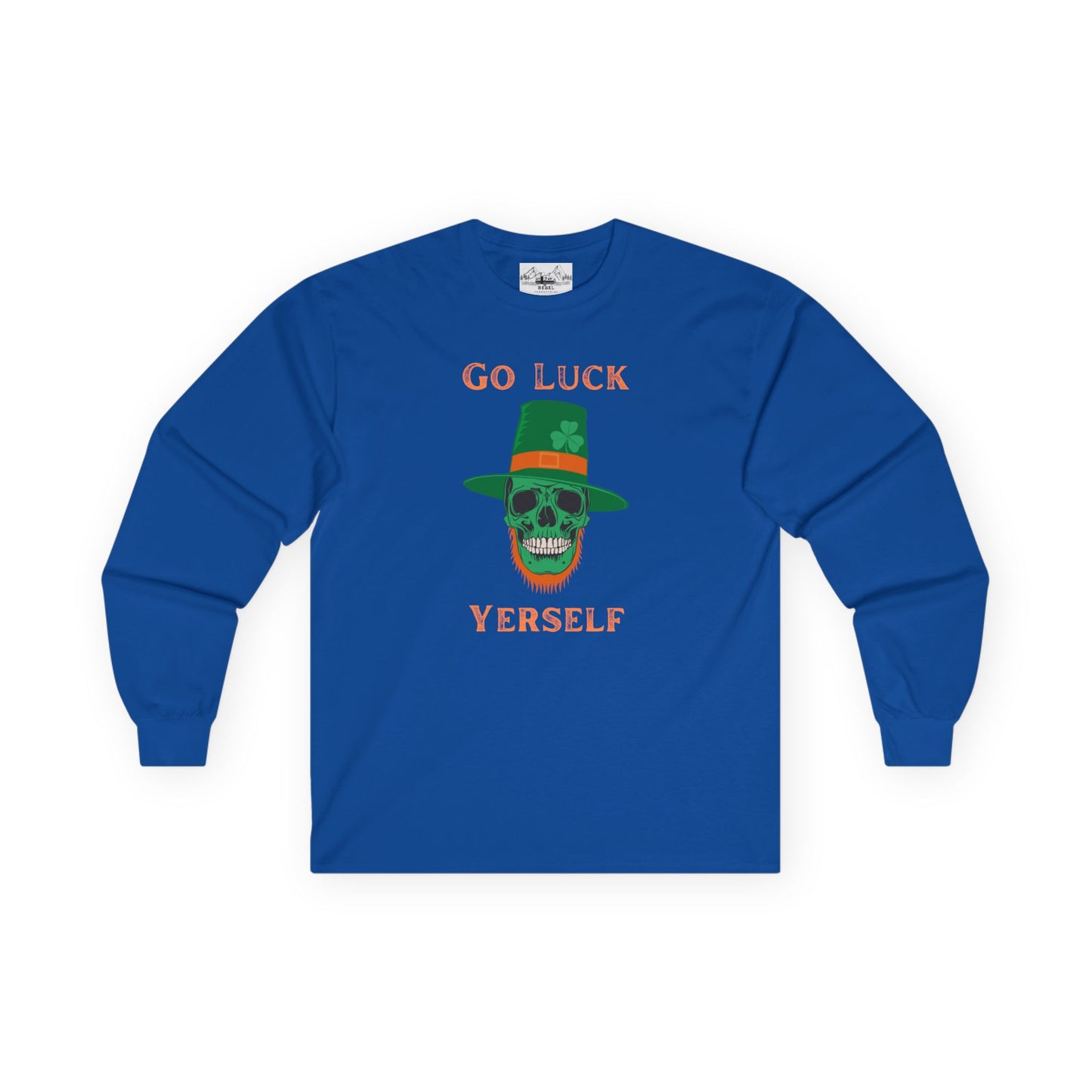 "Go Luck Yerself" Long Sleeve Tee – Emerald Skull Graphic