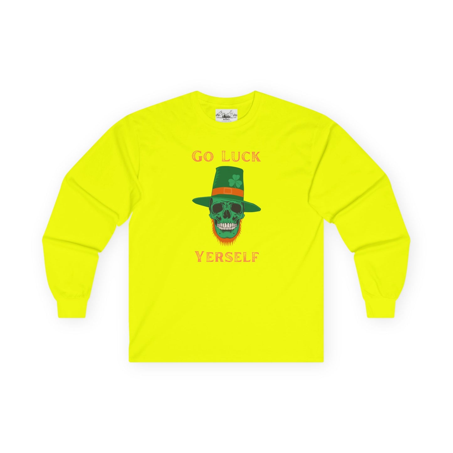 "Go Luck Yerself" Long Sleeve Tee – Emerald Skull Graphic
