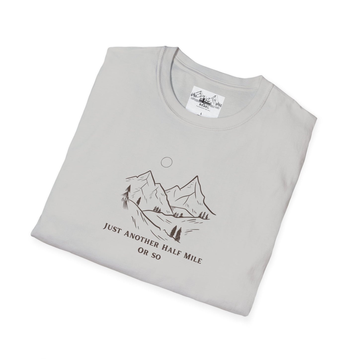 Just Another Half Mile or So | Minimalist Mountain Scene Unisex Softstyle T-Shirt