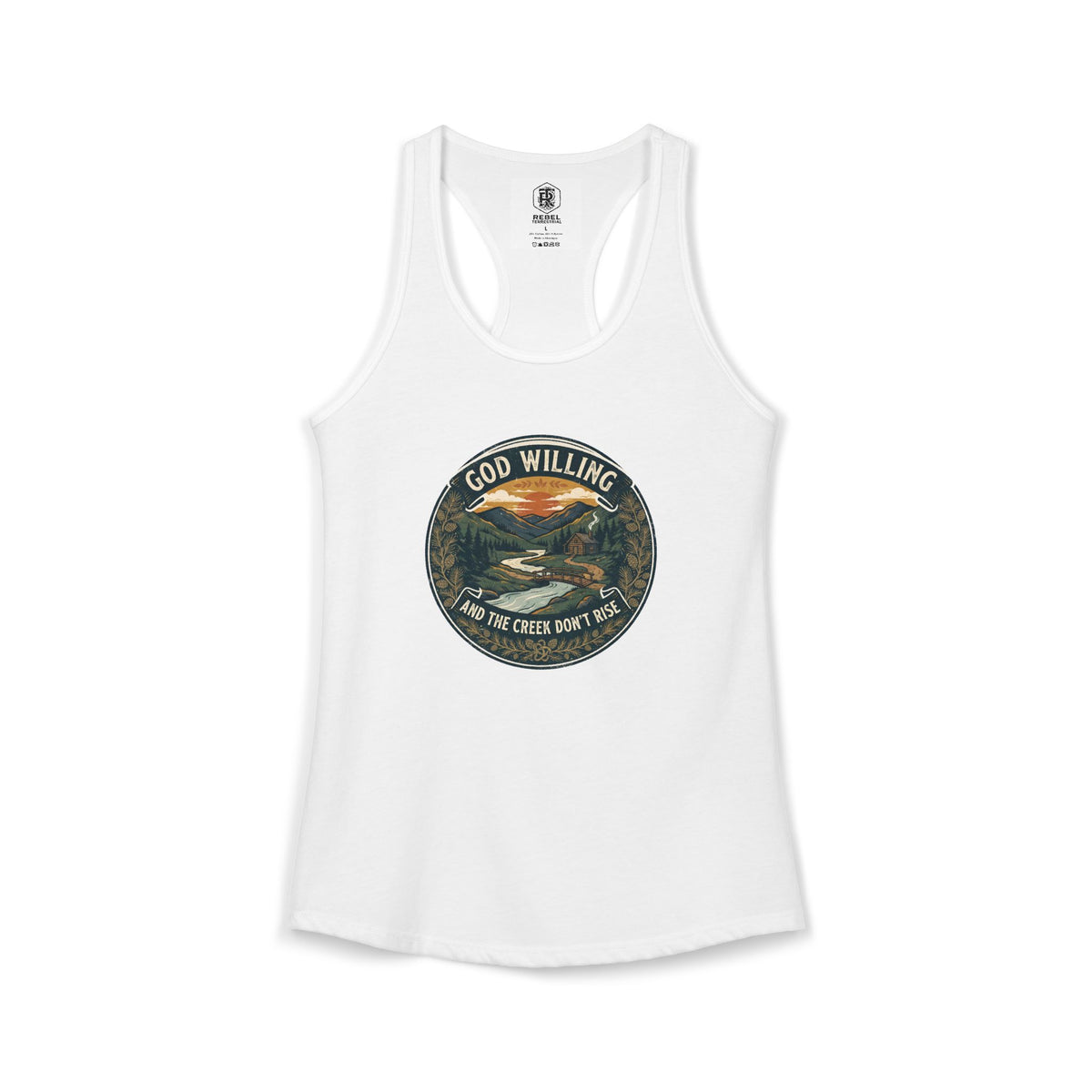 Creek Don't Rise Appalachian Motto Women's Racerback Tank