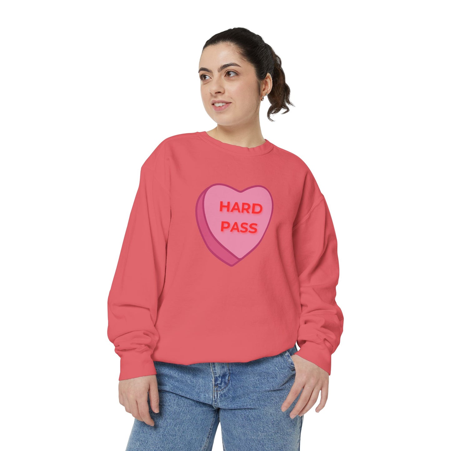 Hard Pass Candy Heart Color Blast Sweatshirt