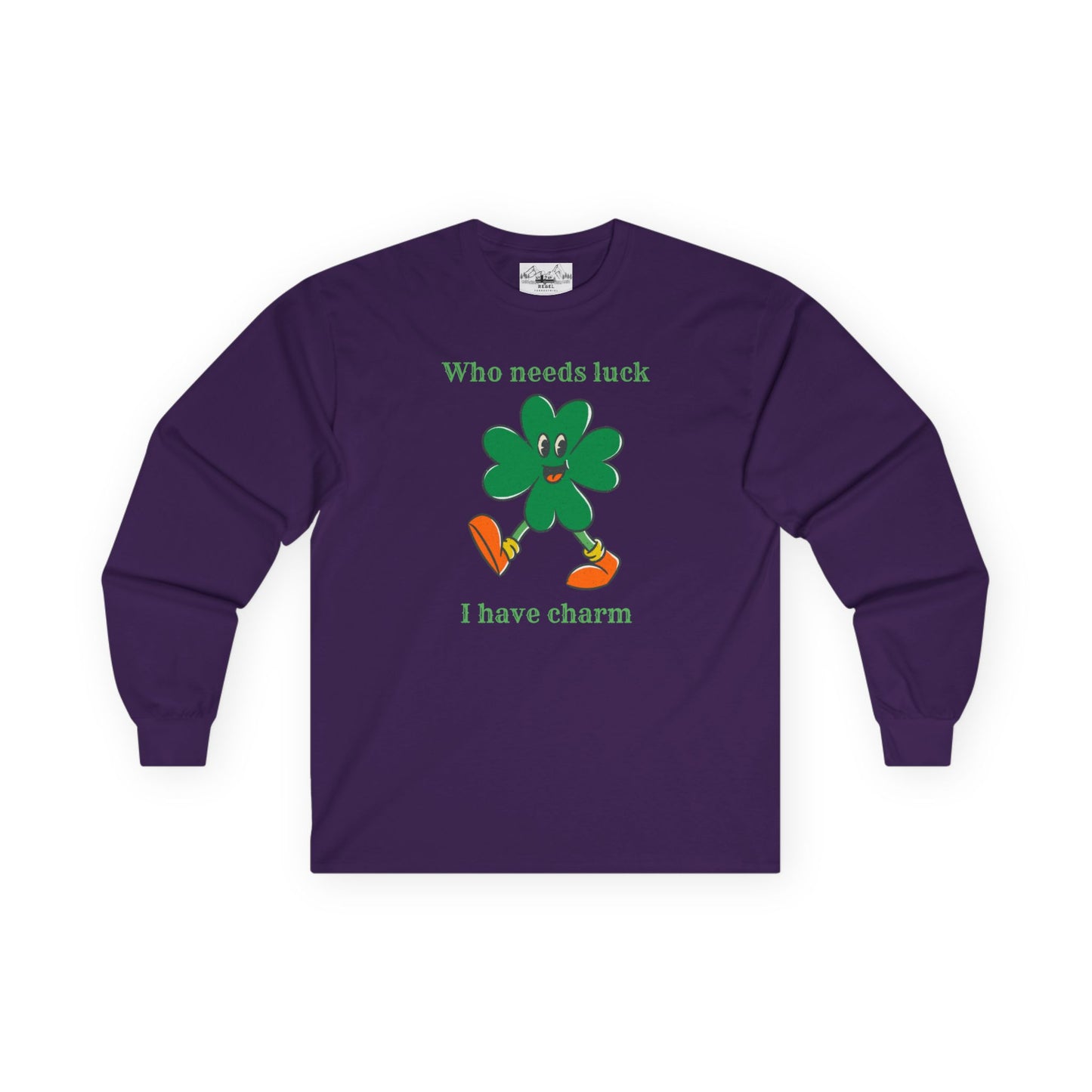 "I Have Charm" Long Sleeve Tee – Vintage Four-Leaf Character
