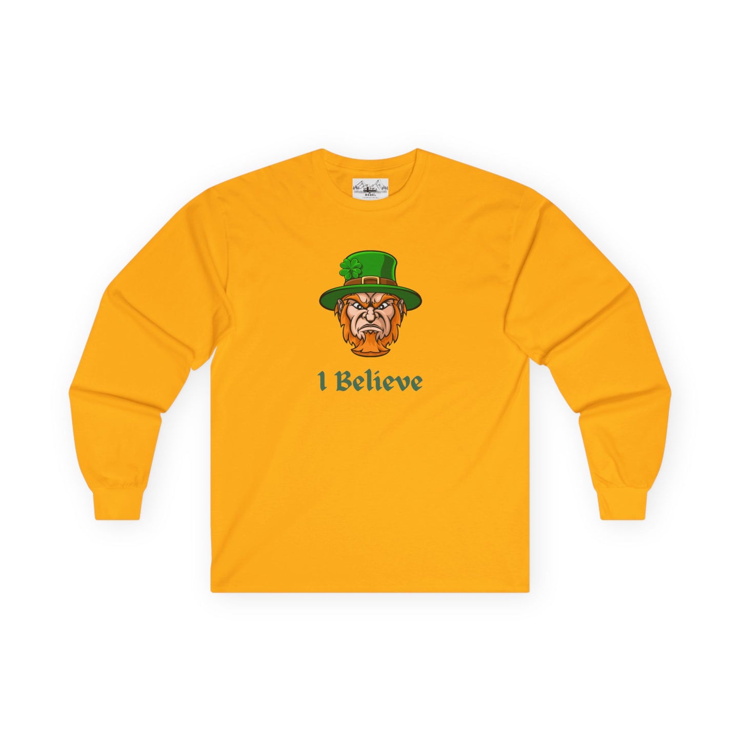 "I Believe" Long Sleeve Graphic Tee – Vintage Leprechaun Illustration