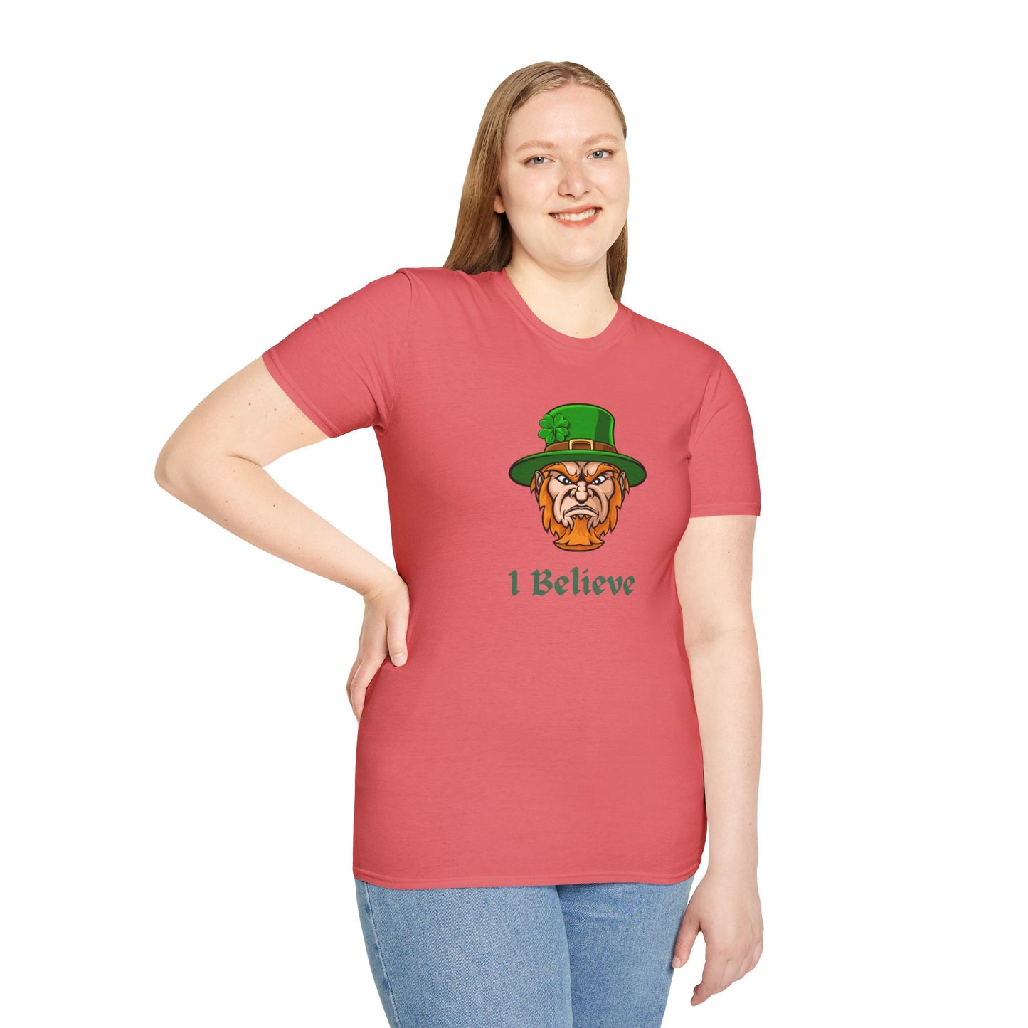 "I Believe" Angry Leprechaun Graphic Tee – Playful Celtic Spirit