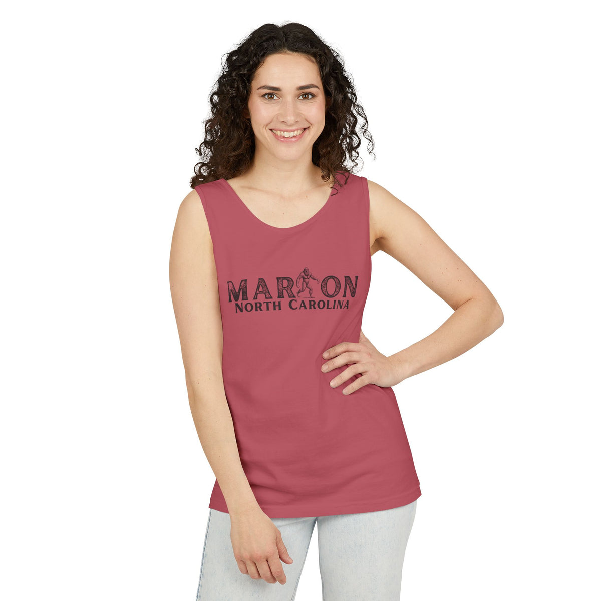 Marion, NC Bigfoot Unisex Garment-Dyed Tank Top | Sasquatch Graphic Tank