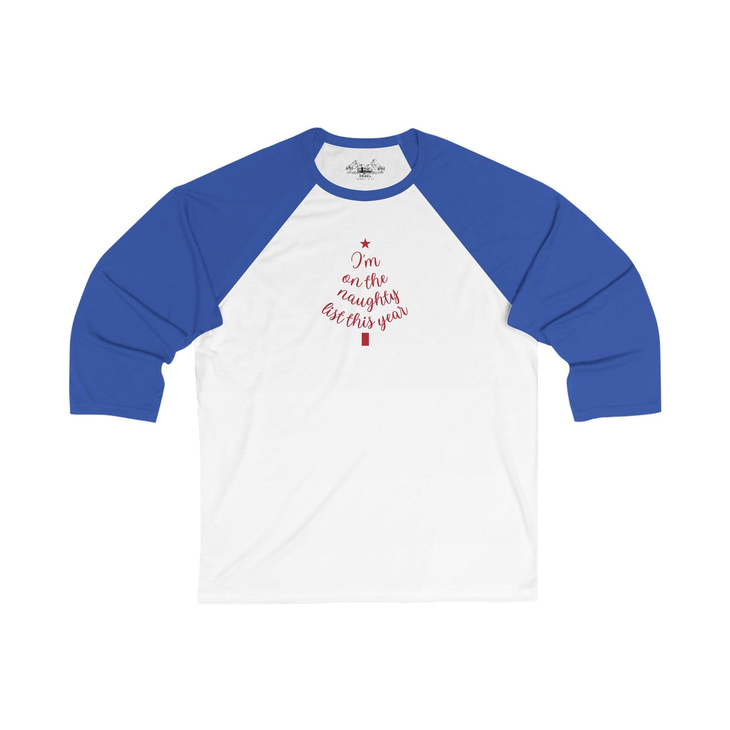 "I'm on the Naughty List" Baseball Tee | Lightweight Script Raglan Shirt
