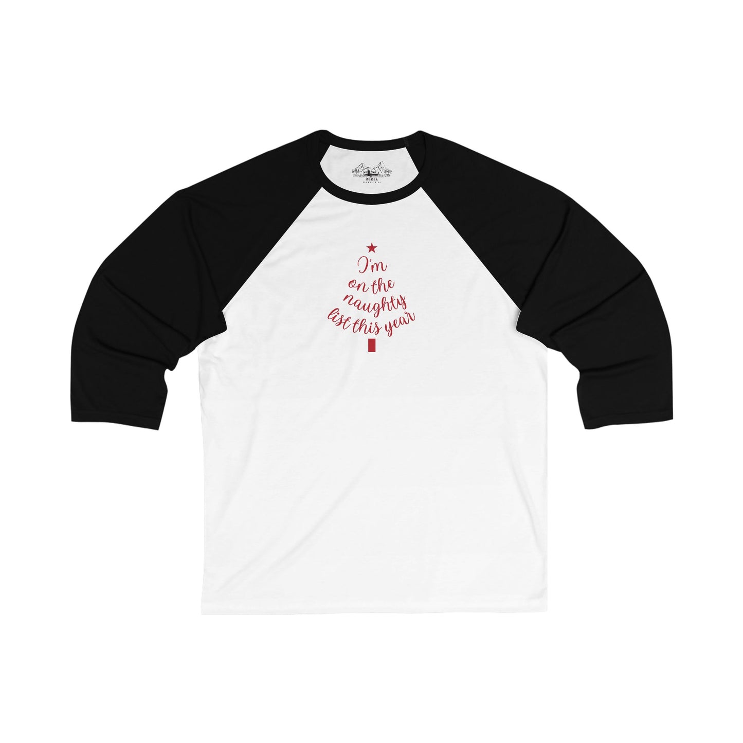 "I'm on the Naughty List" Baseball Tee | Lightweight Script Raglan Shirt