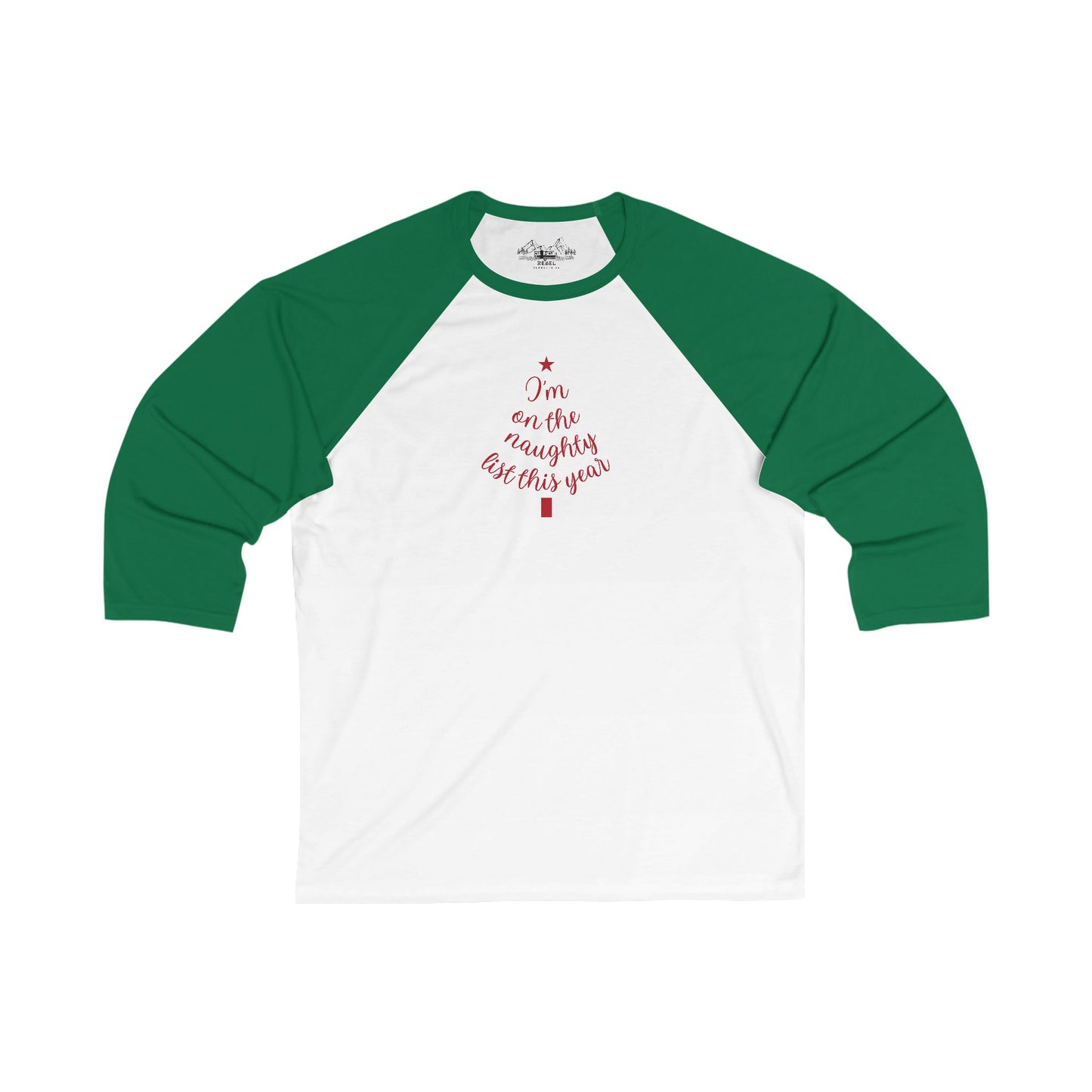 "I'm on the Naughty List" Baseball Tee | Lightweight Script Raglan Shirt