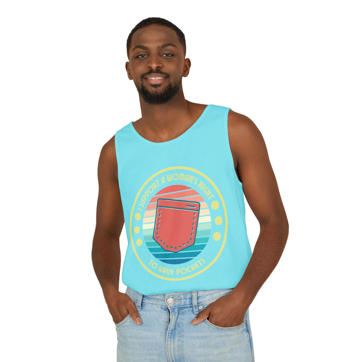 I Support a Woman’s Right to Have Pockets – Unisex Jersey Tank