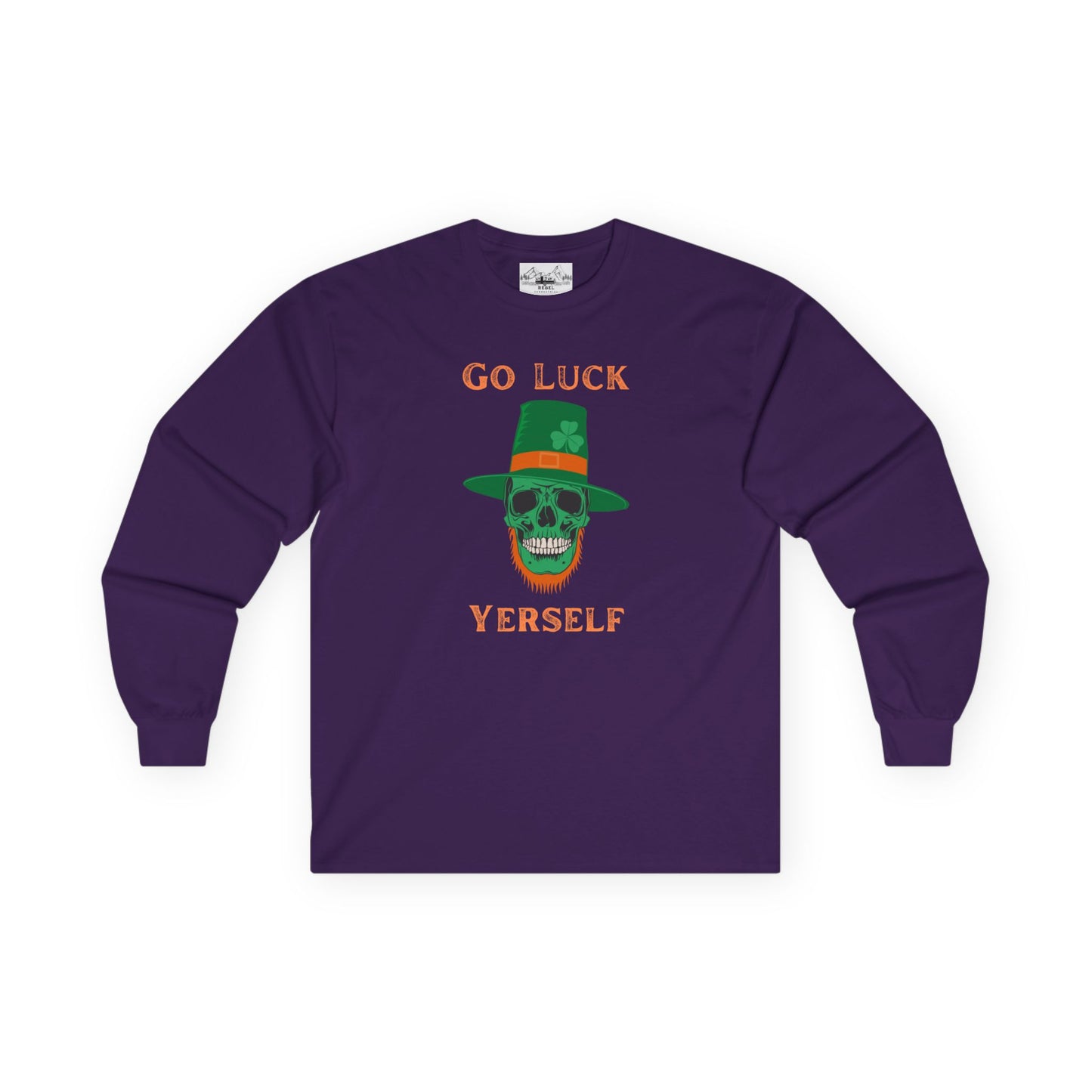 "Go Luck Yerself" Long Sleeve Tee – Emerald Skull Graphic