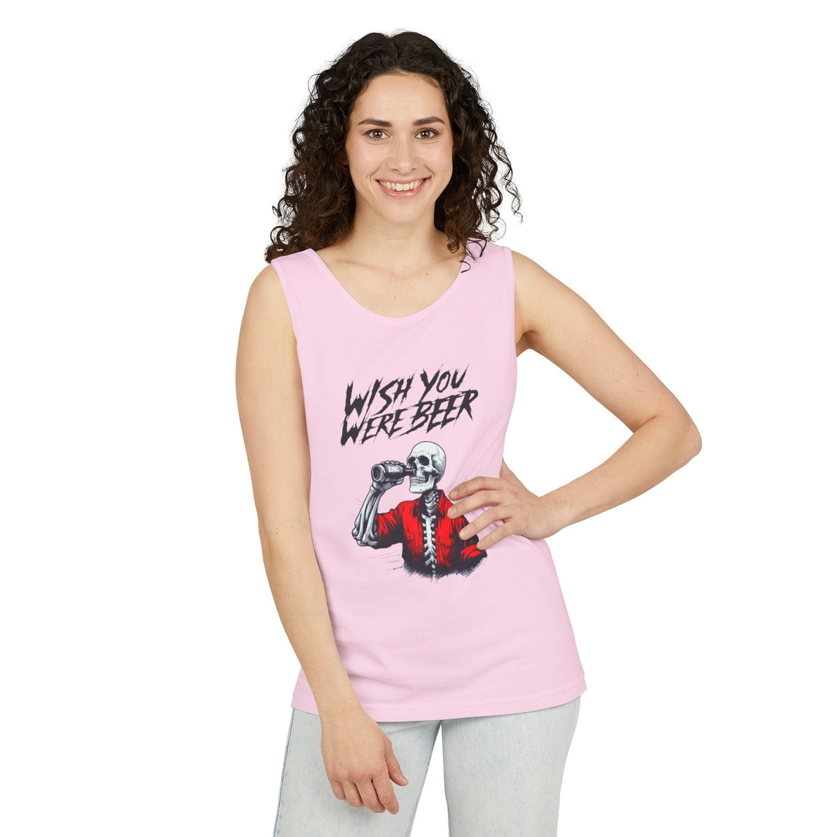 Wish You Were Beer – Funny Skeleton Tank Top