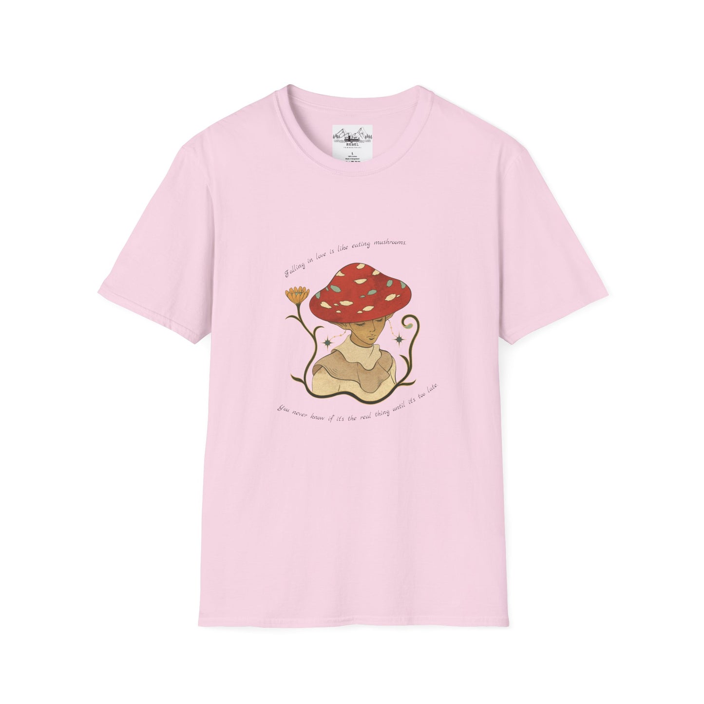 Falling in Love Is Like Eating Mushrooms – Mushroom Woman Unisex Softstyle T-Shirt