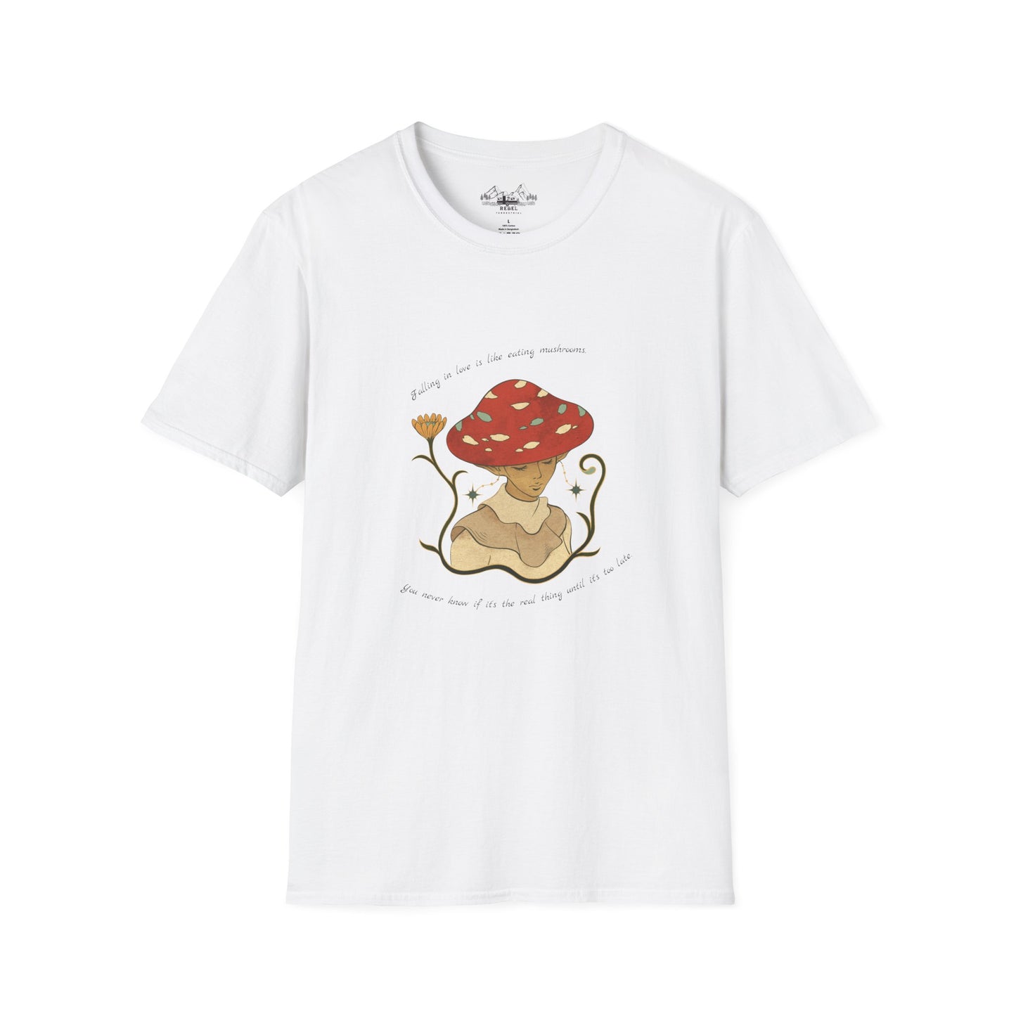 Falling in Love Is Like Eating Mushrooms – Mushroom Woman Unisex Softstyle T-Shirt