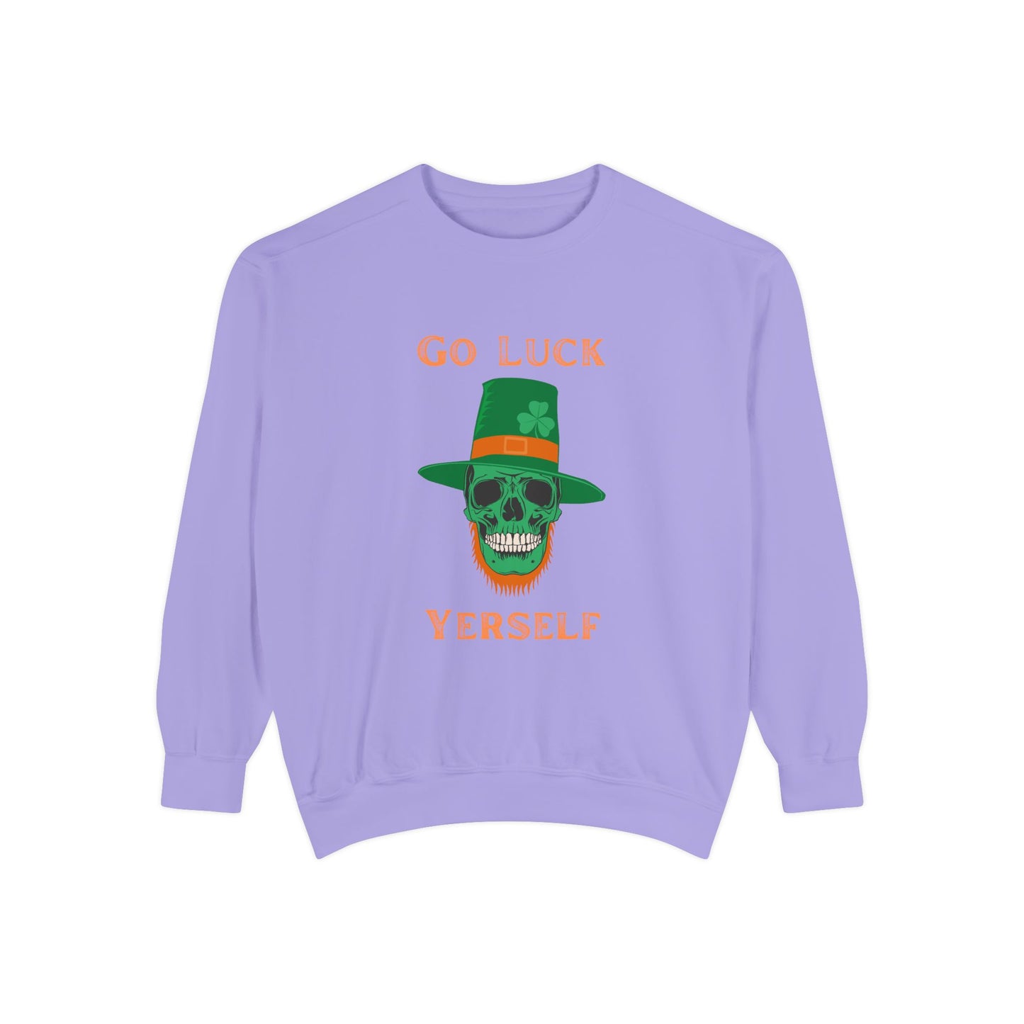 "Go Luck Yerself" Relaxed Fit Sweatshirt – Vintage Emerald Skull