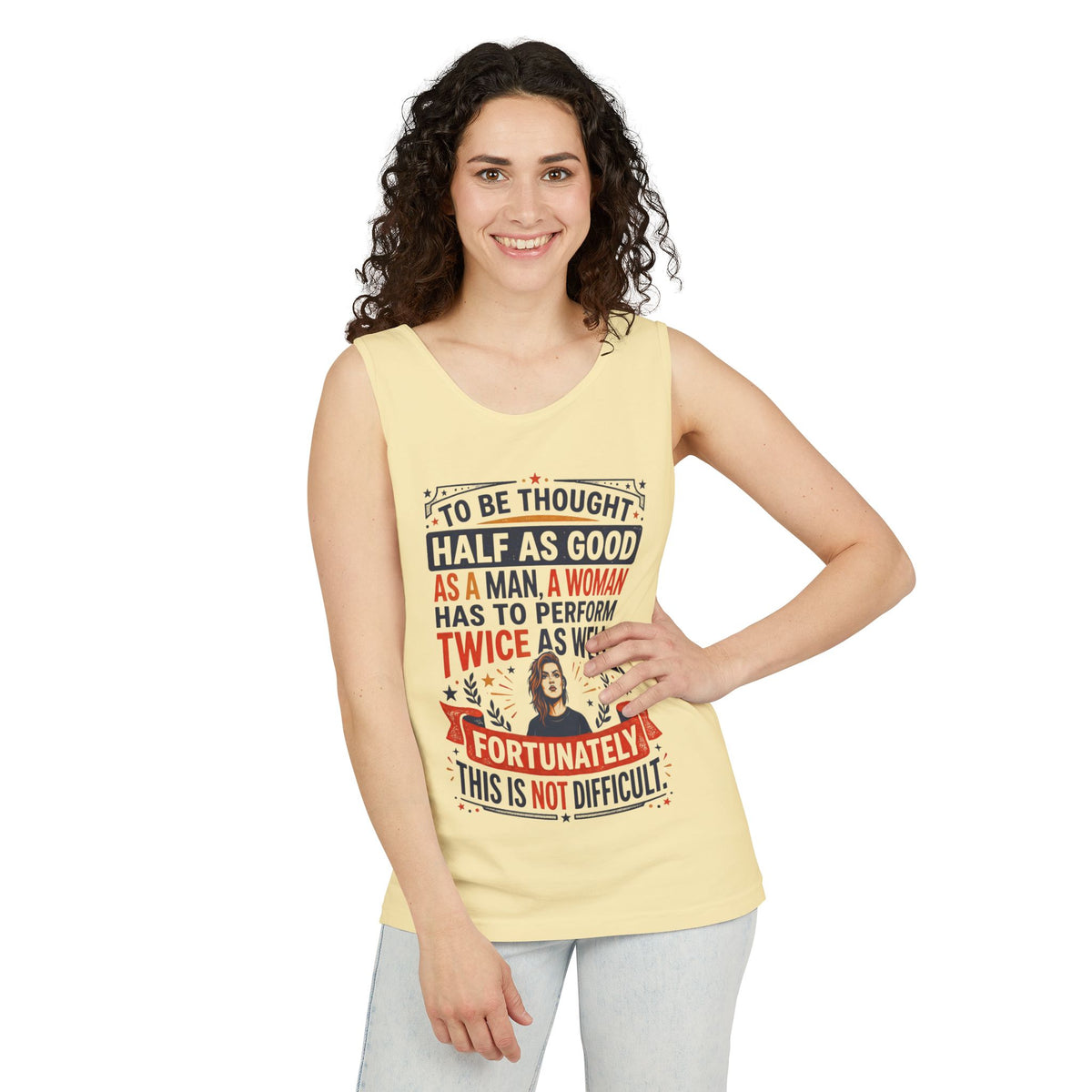 “Twice as Well” Feminist Unisex Cotton Tank Top